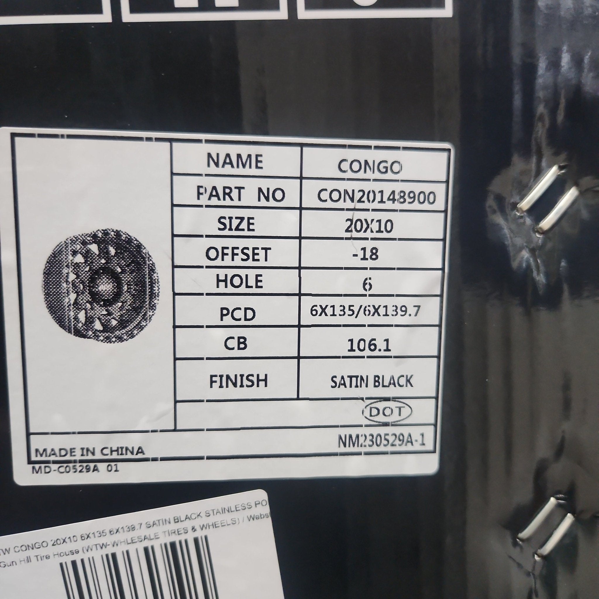 ATW CONGO 20X10 6X135 6X139.7 SATIN BLACK STAINLESS POINT - Gun Hill Tire House (WTW - WHOLESALE TIRES & WHEELS)