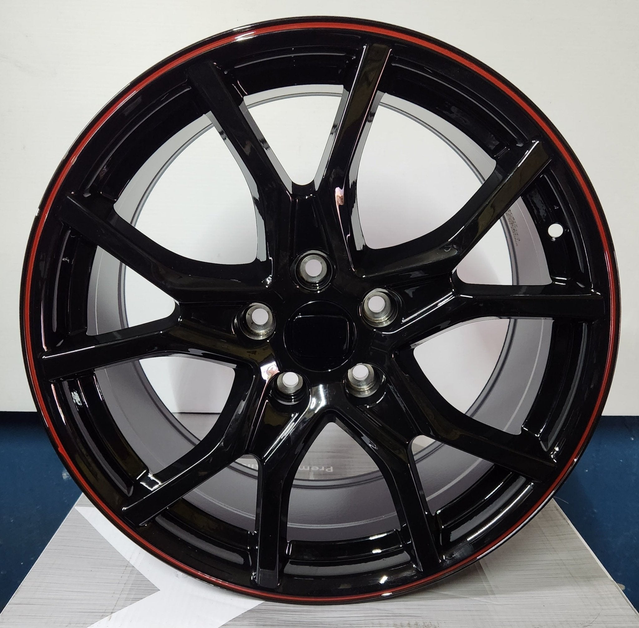 617 WHEELS 18X8.0 5X114.3 GLOSS BLACK RED STRIPE - Gun Hill Tire House (WTW - WHOLESALE TIRES & WHEELS)