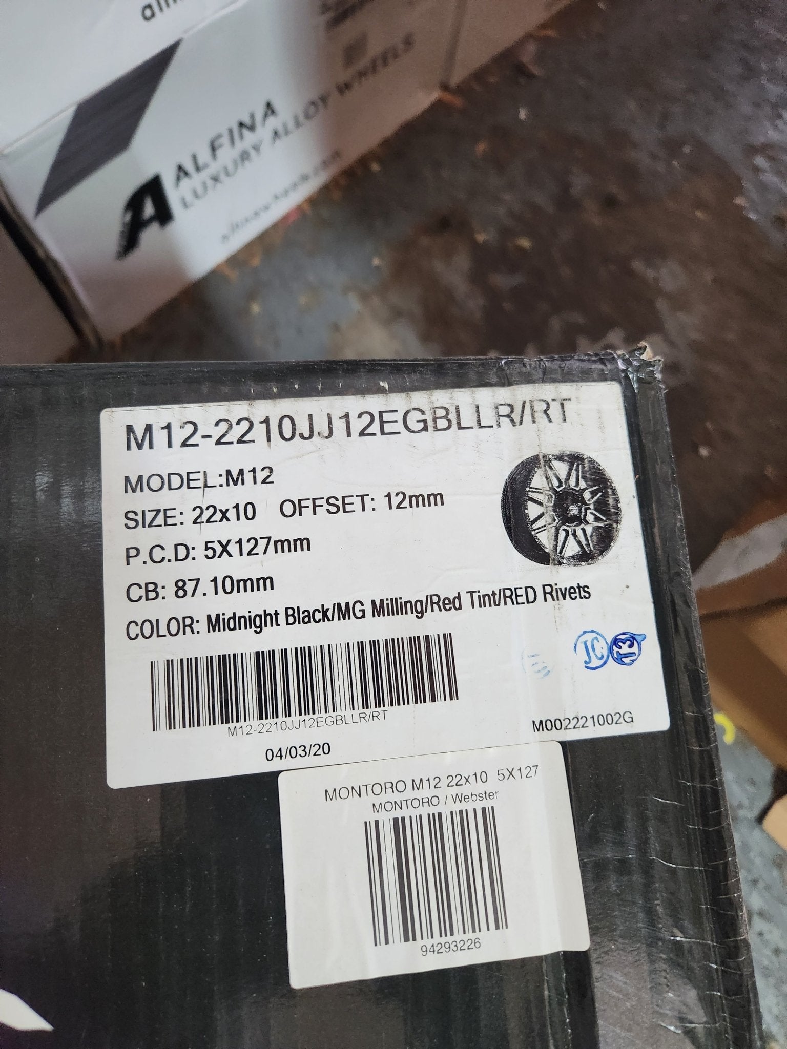 M12 22X10 5X127 MIDNIGHT BLACK MG RED TINT RED RIVETS - Gun Hill Tire House (WTW - WHOLESALE TIRES & WHEELS)