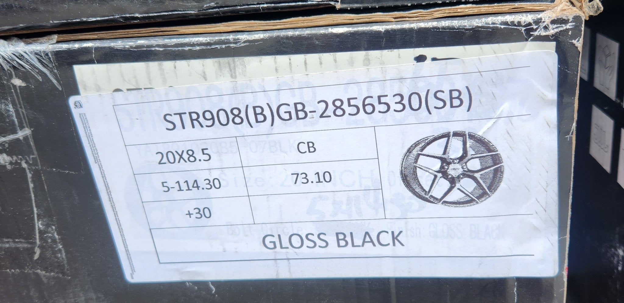 STR 908 20X8.5 5X114.3 GLOSS BLACK - Gun Hill Tire House (WTW - WHOLESALE TIRES & WHEELS)