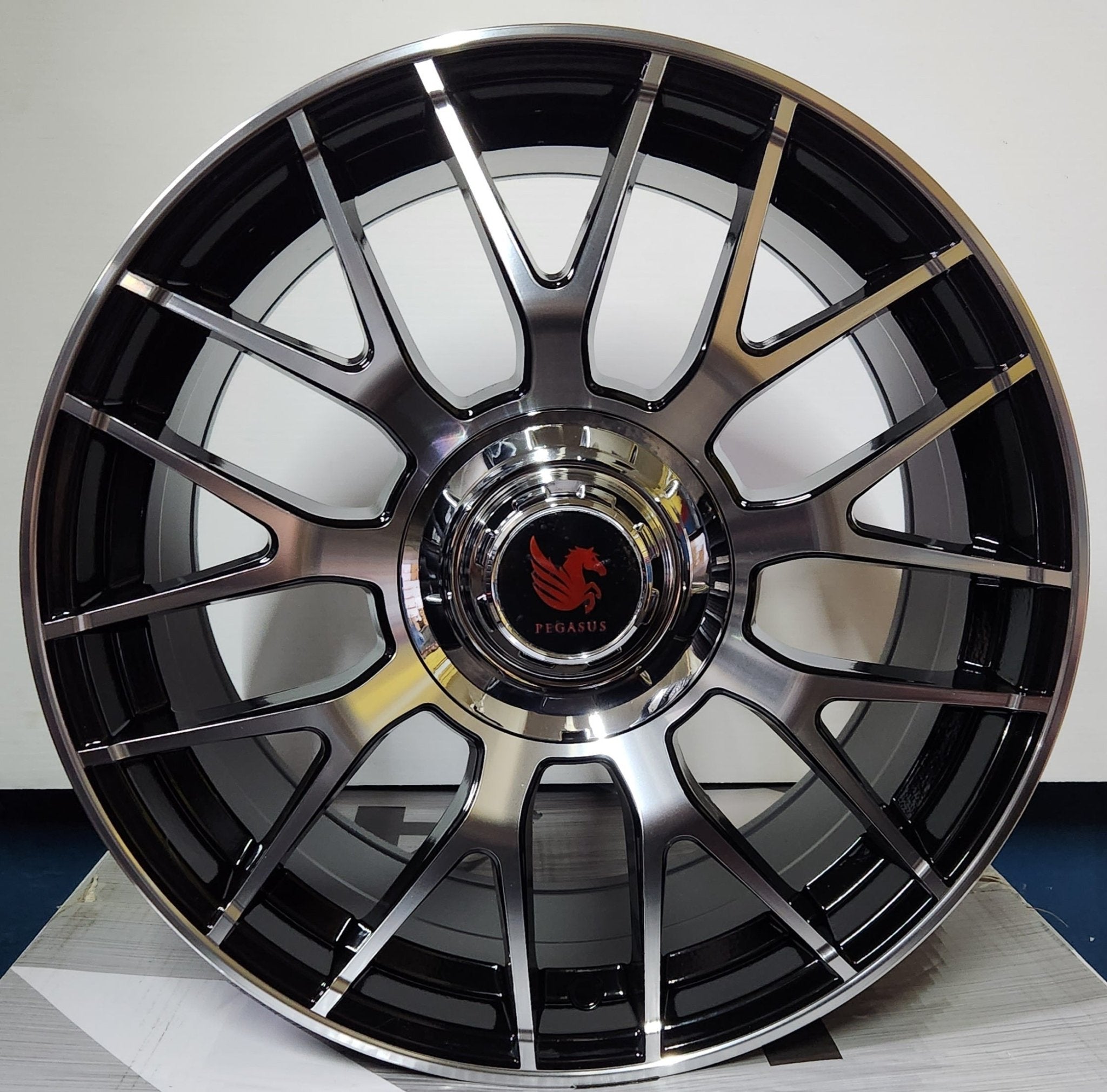 PEGASUS - AM608 17X8.0 5X110 - 5X4.5 PIANO BLACK MACHINE FACE - Gun Hill Tire House (WTW - WHOLESALE TIRES & WHEELS)
