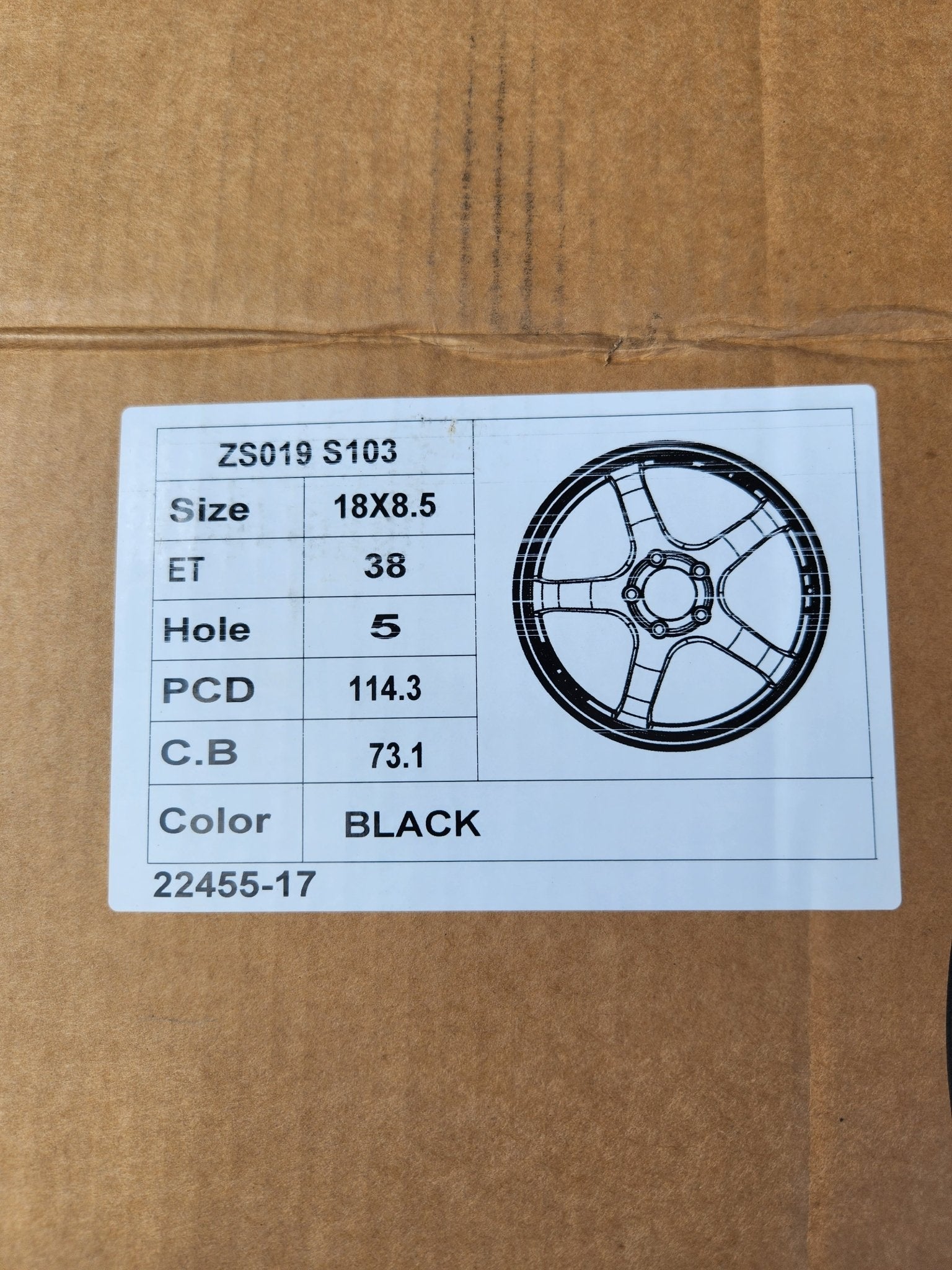 ZS019 18X8.5 5X114.3 GLOSS BLACK - Gun Hill Tire House (WTW - WHOLESALE TIRES & WHEELS)