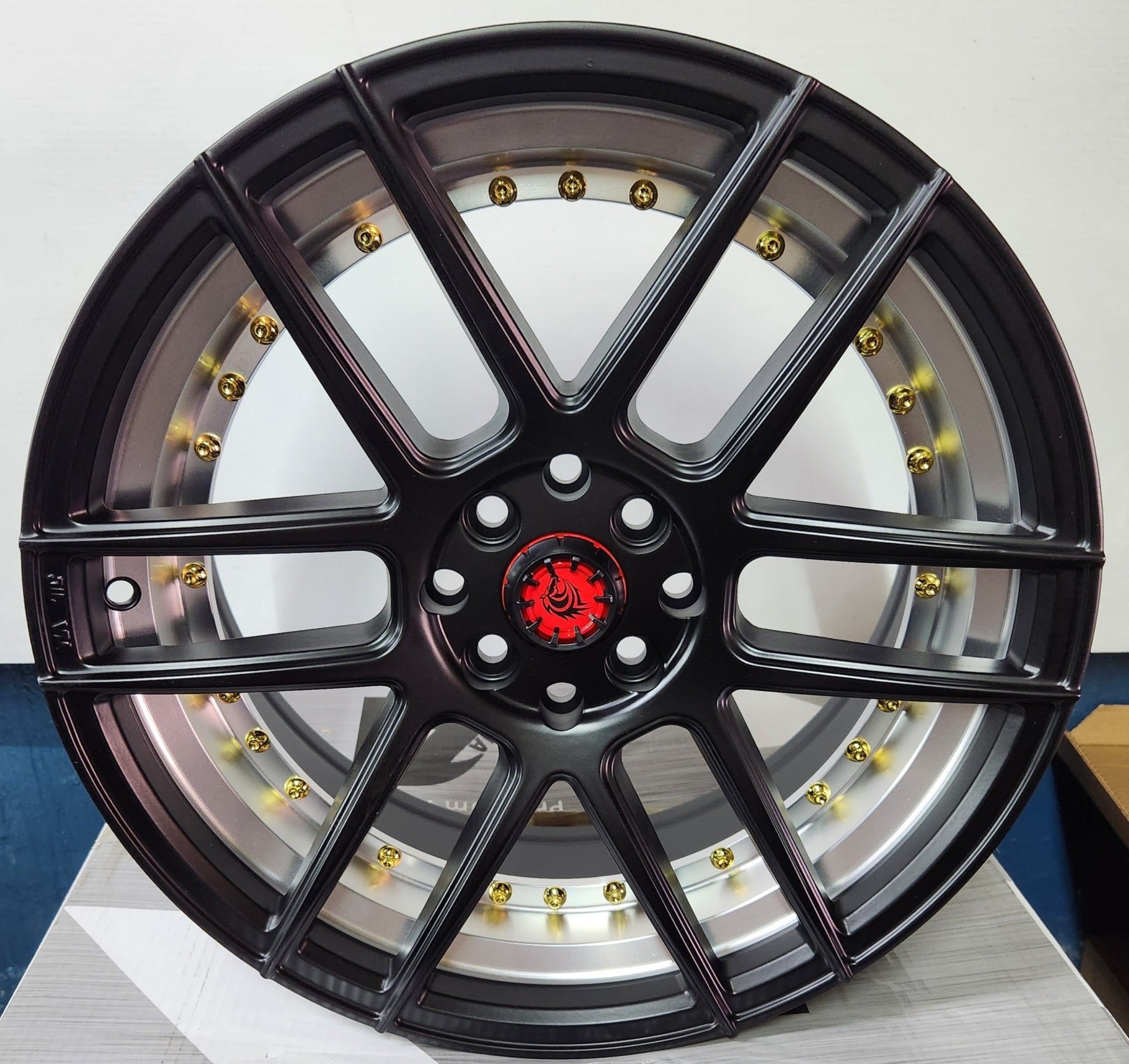 RAPIDASH - PW - RD4 17" 4X100/ 4X4.5 MATTE B+UC+GOLD RIVETS - Gun Hill Tire House (WTW - WHOLESALE TIRES & WHEELS)