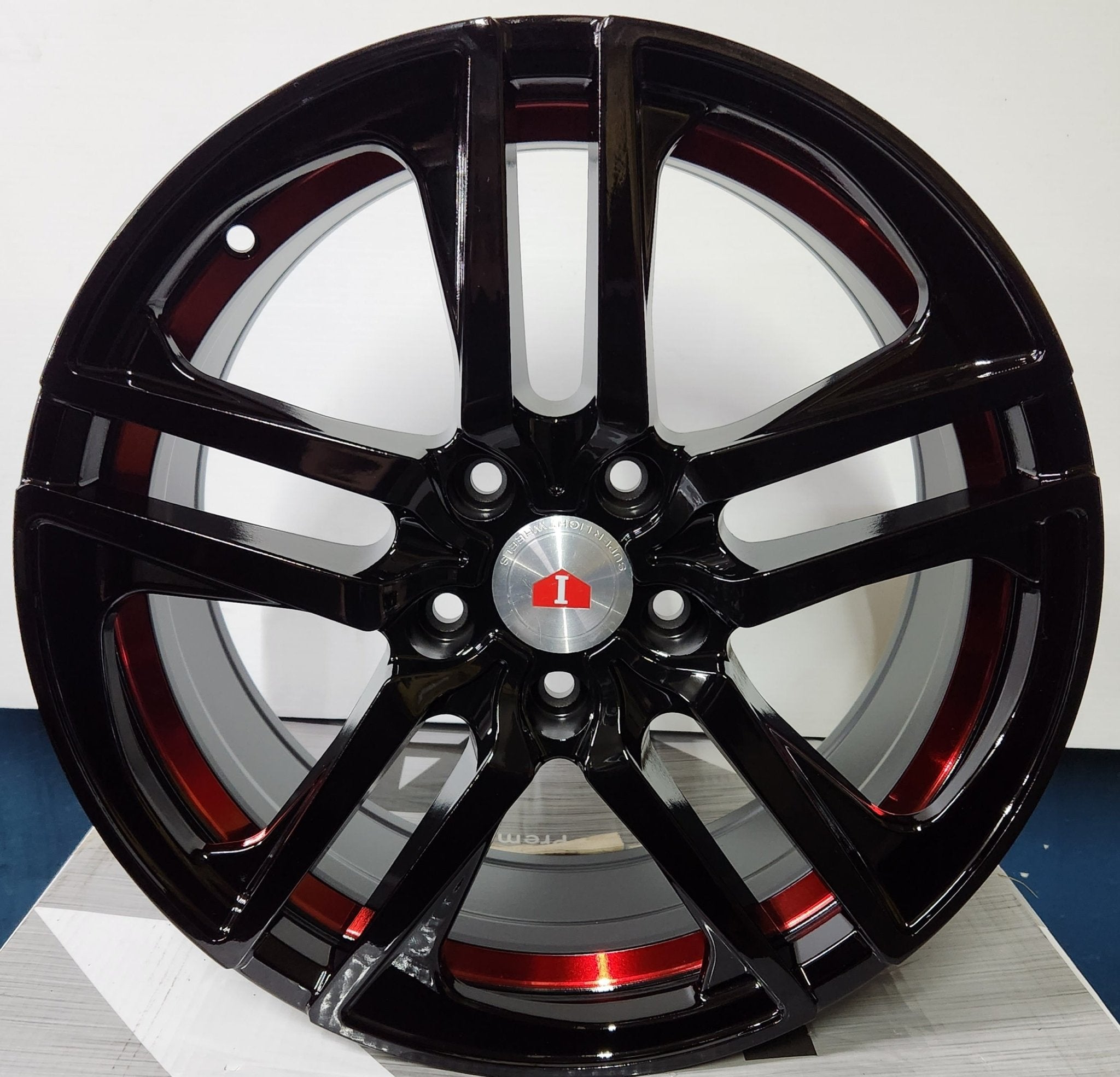 PW - RD - 14 17X7.0 5X114 PIANO BLACK +RED UC - Gun Hill Tire House (WTW - WHOLESALE TIRES & WHEELS)