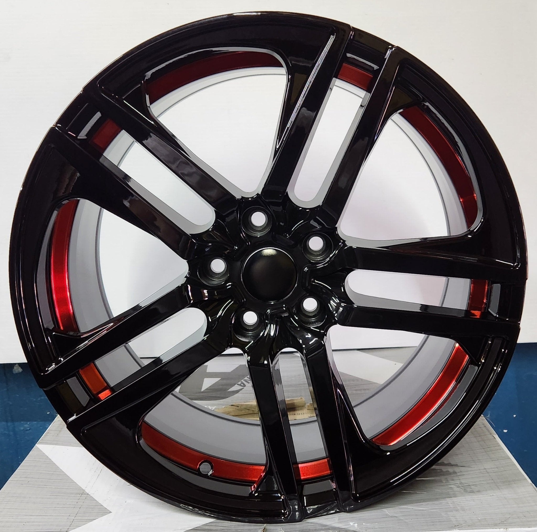 RAPIDASH PW RD14 18x8 5x114.3 PIANO BLACK RED UNDER CUT - Gun Hill Tire House (WTW - WHOLESALE TIRES & WHEELS)