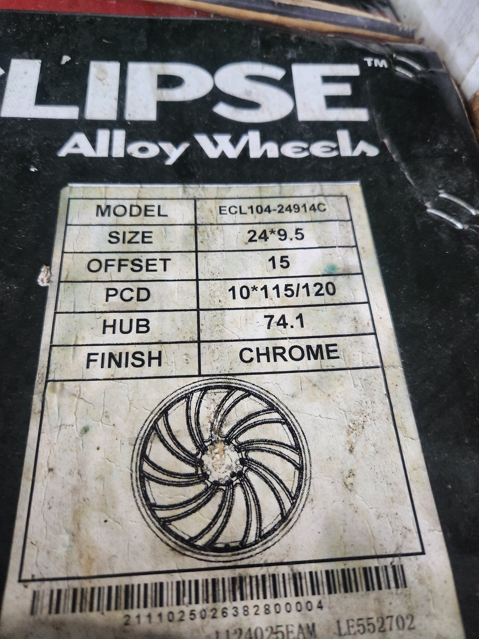 ECL 104 24X9.5 5X120 5X114.3 CHROME - Gun Hill Tire House (WTW - WHOLESALE TIRES & WHEELS)