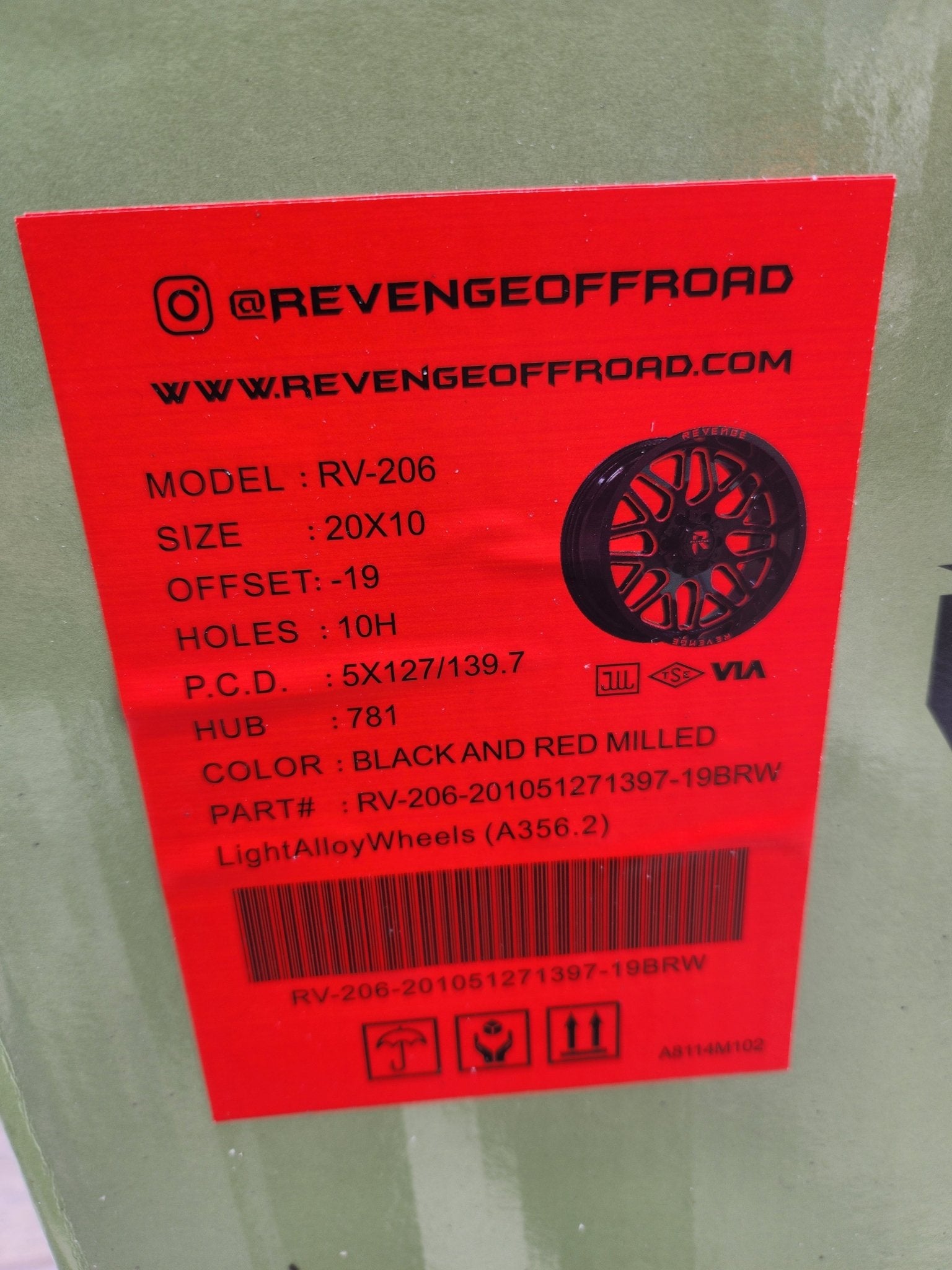 REVENGE RV - 206 20X10 5X127 5X139.7 BLACK AND RED MILLED - Gun Hill Tire House (WTW - WHOLESALE TIRES & WHEELS)