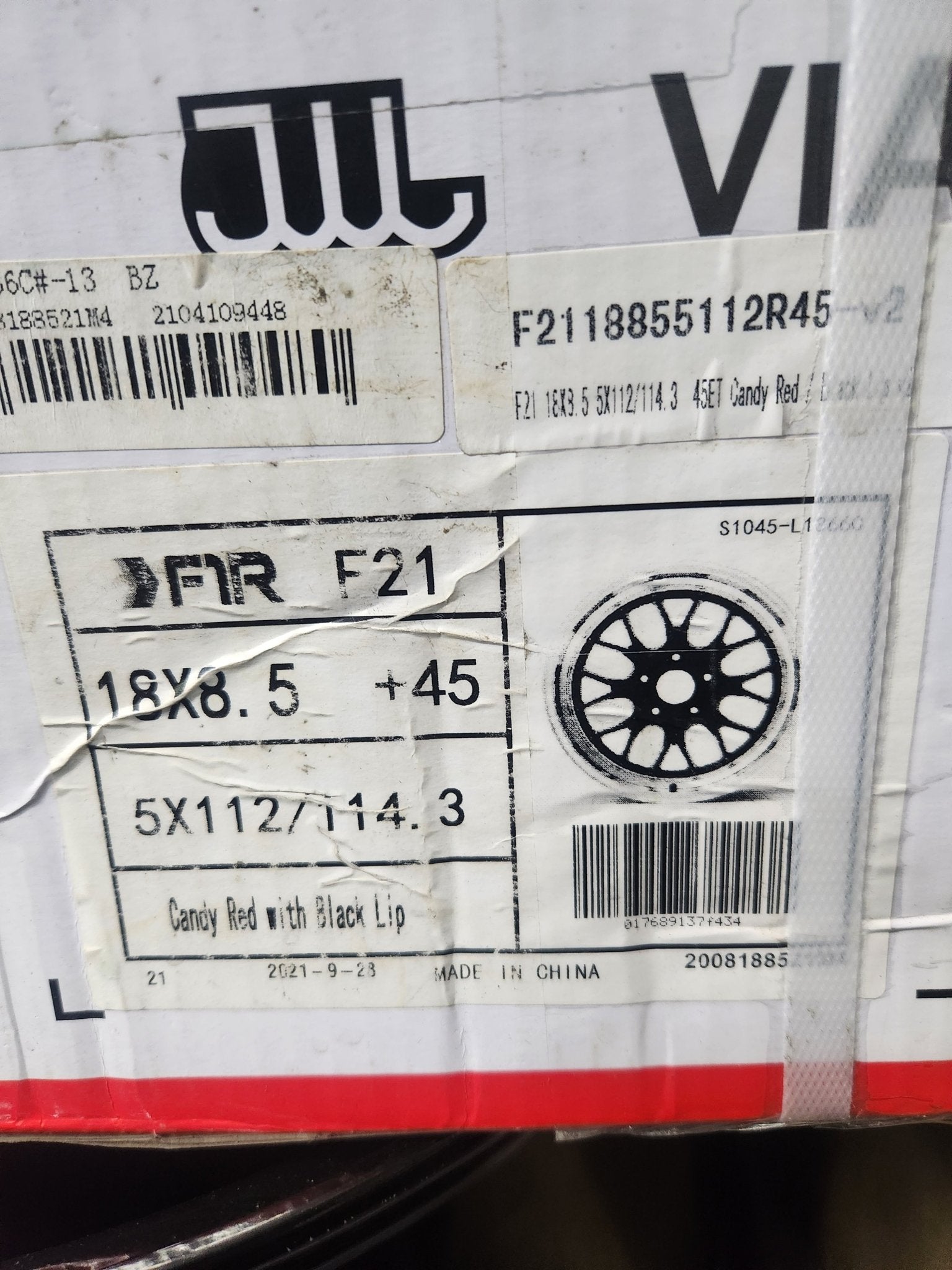 FR F21 18X8.5 5X112 5X114.3 CANDY RED WITH BLACK LIP - Gun Hill Tire House (WTW - WHOLESALE TIRES & WHEELS)