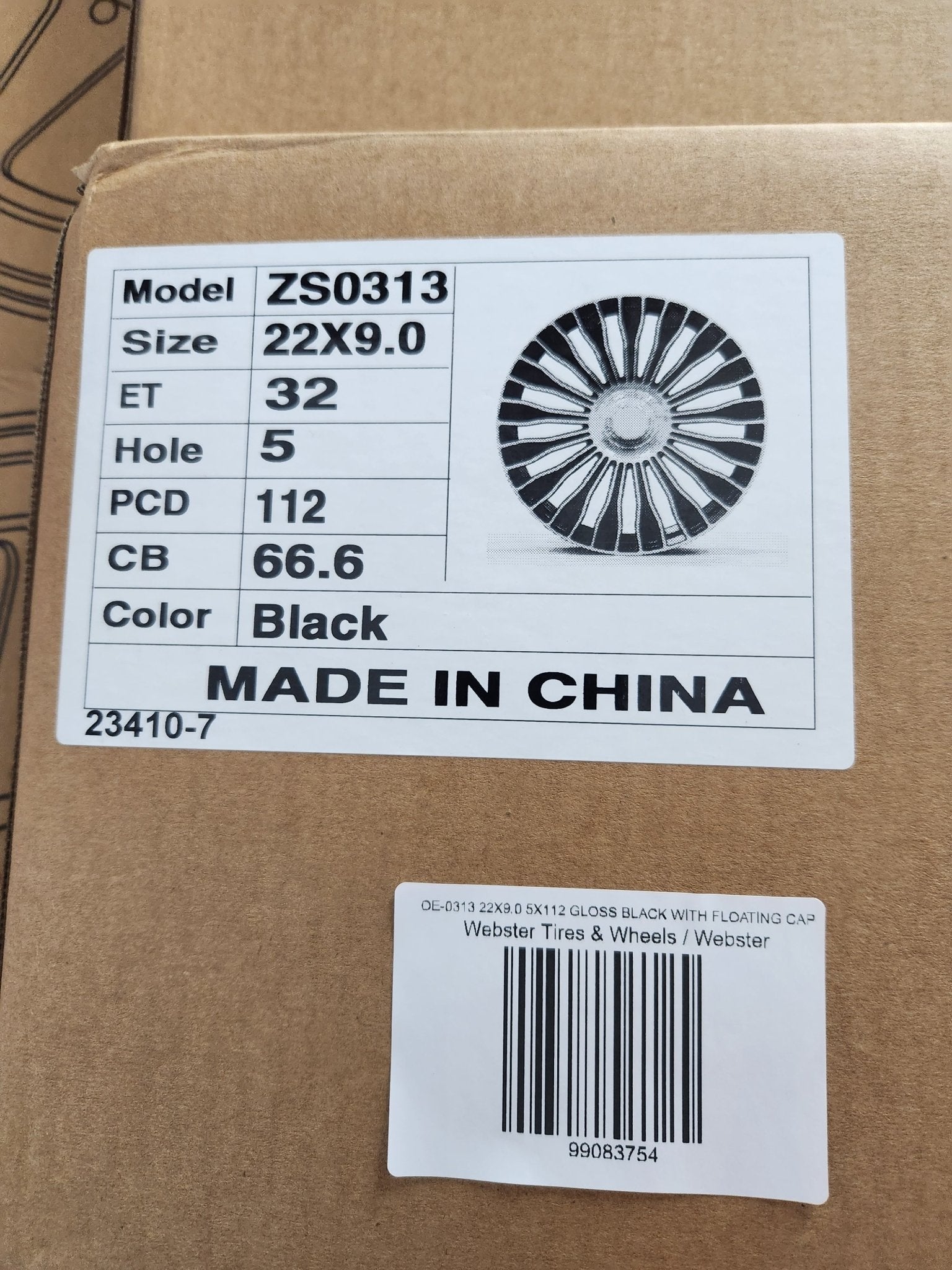 OE - 0313 22X9.0 5X112 GLOSS BLACK WITH FLOATING CAP - Gun Hill Tire House (WTW - WHOLESALE TIRES & WHEELS)