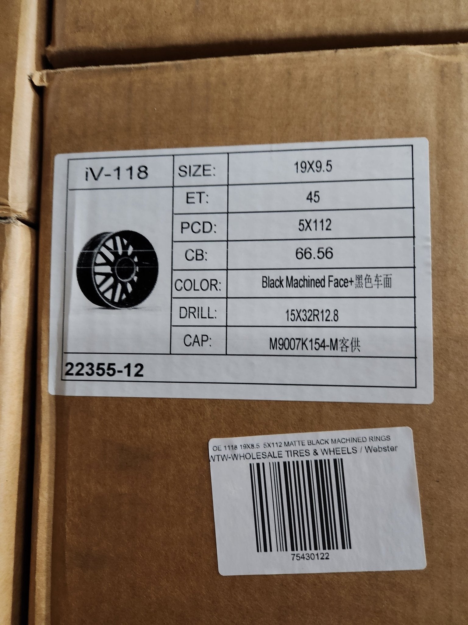 ZS1118 19X9.5 5X112 BLACK MACHINED FACE - Gun Hill Tire House (WTW - WHOLESALE TIRES & WHEELS)