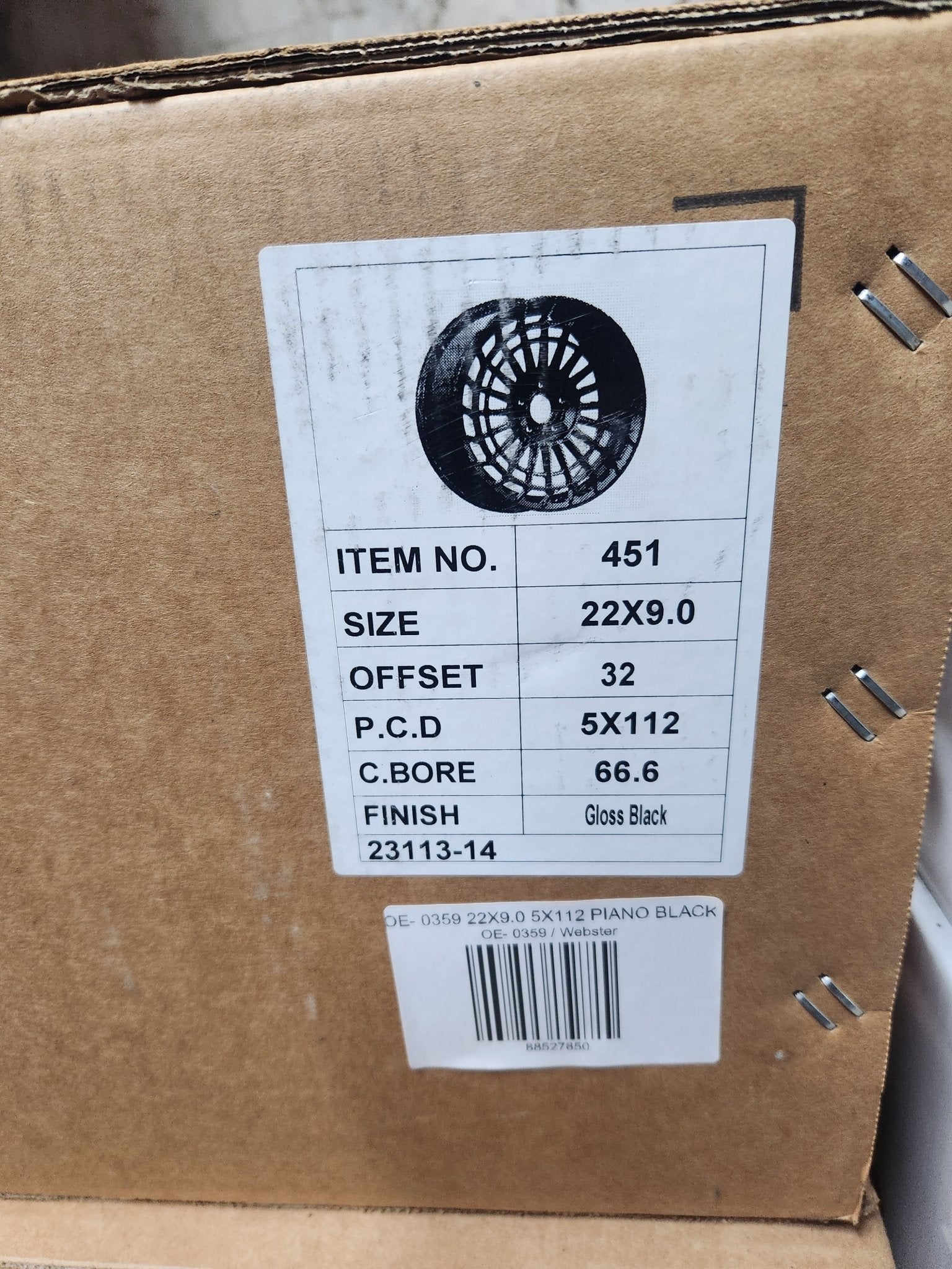 OE - 0359 22X9.0 5X112 PIANO BLACK - Gun Hill Tire House (WTW - WHOLESALE TIRES & WHEELS)