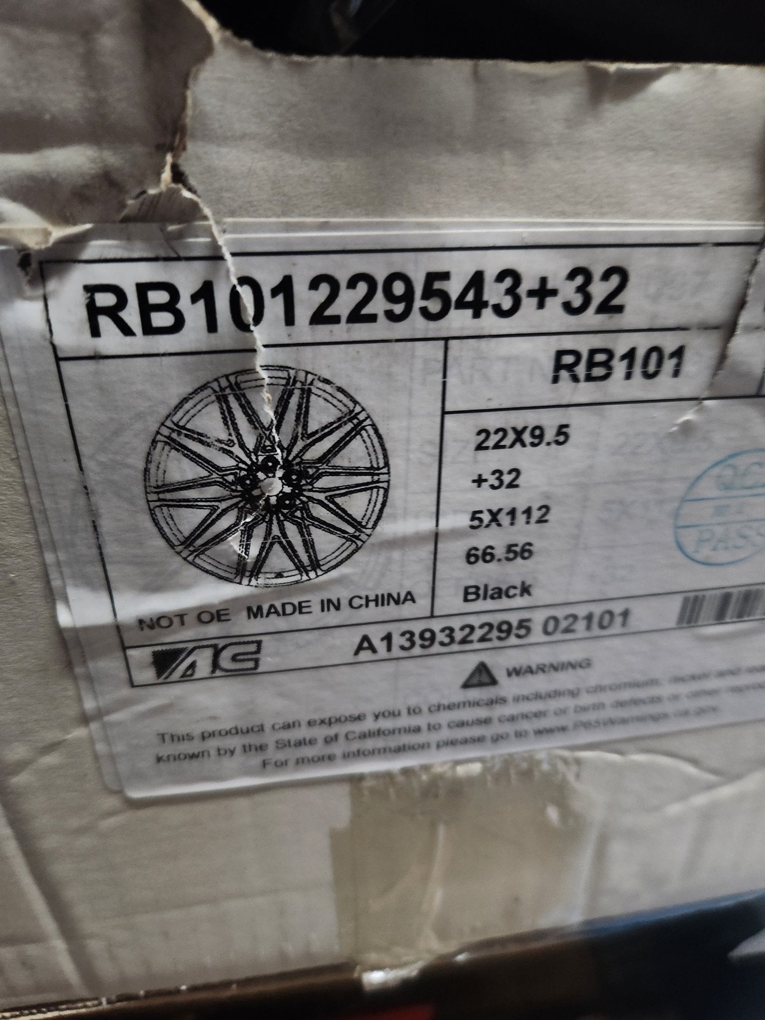 RB101 22X9.5 5X112 BLACK - Gun Hill Tire House (WTW - WHOLESALE TIRES & WHEELS)