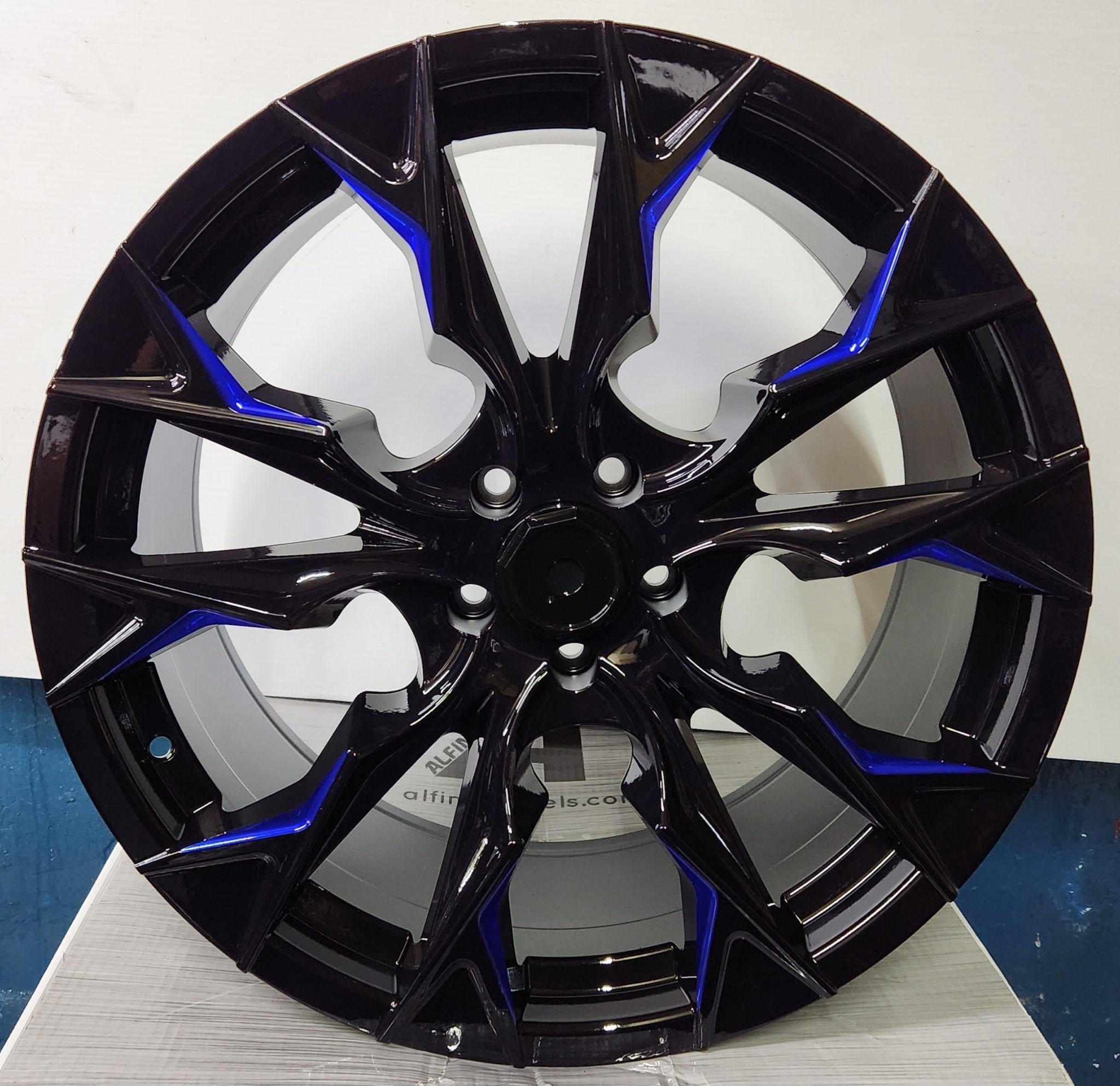 OF - 14 20X9.0 5X114.3 PIANO BLACK WITH BLUE MILLED - Gun Hill Tire House (WTW - WHOLESALE TIRES & WHEELS)