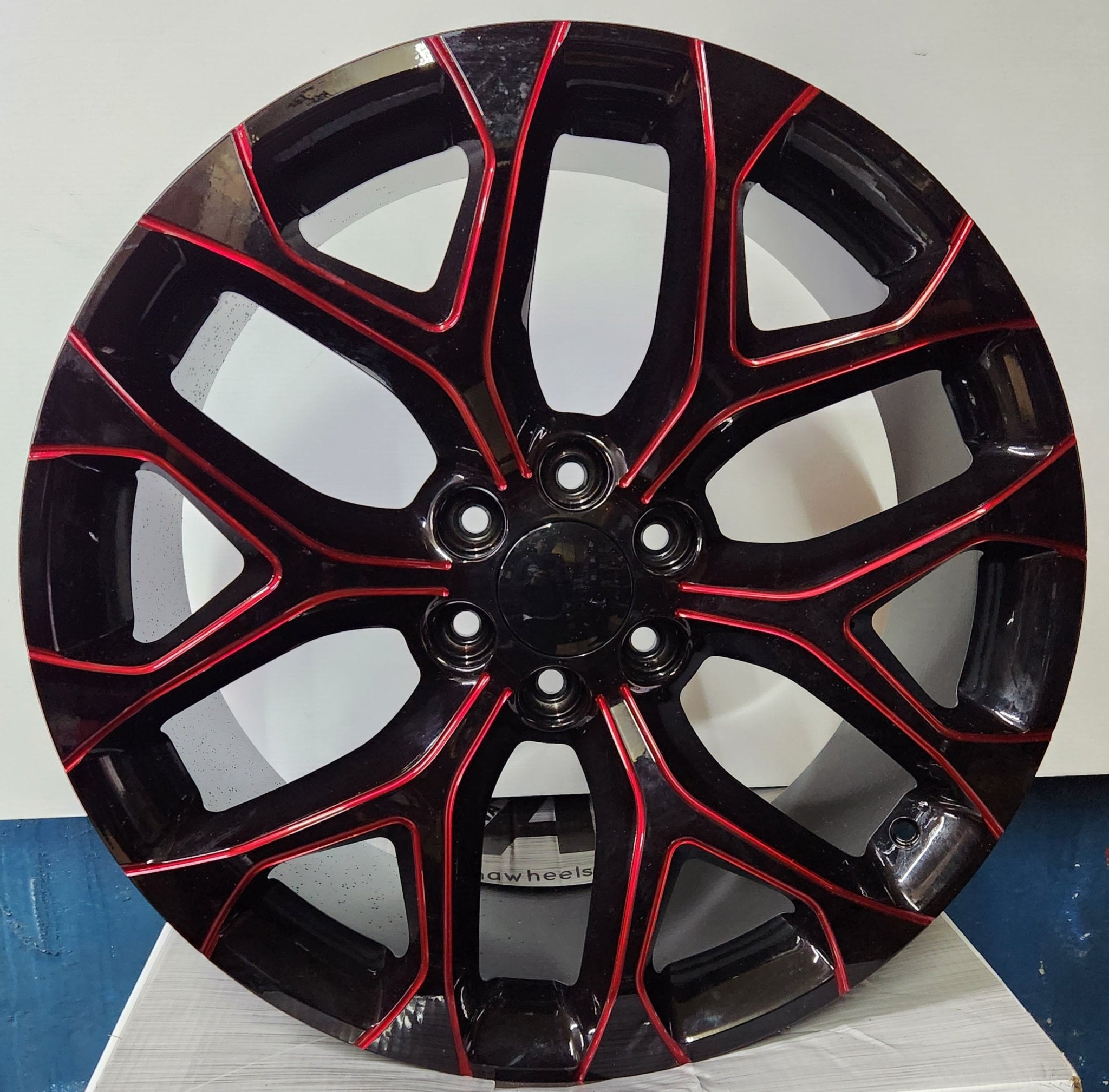 6Q22 22X9.0 6X135 GLOSS BLACK RED MILL - Gun Hill Tire House (WTW - WHOLESALE TIRES & WHEELS)