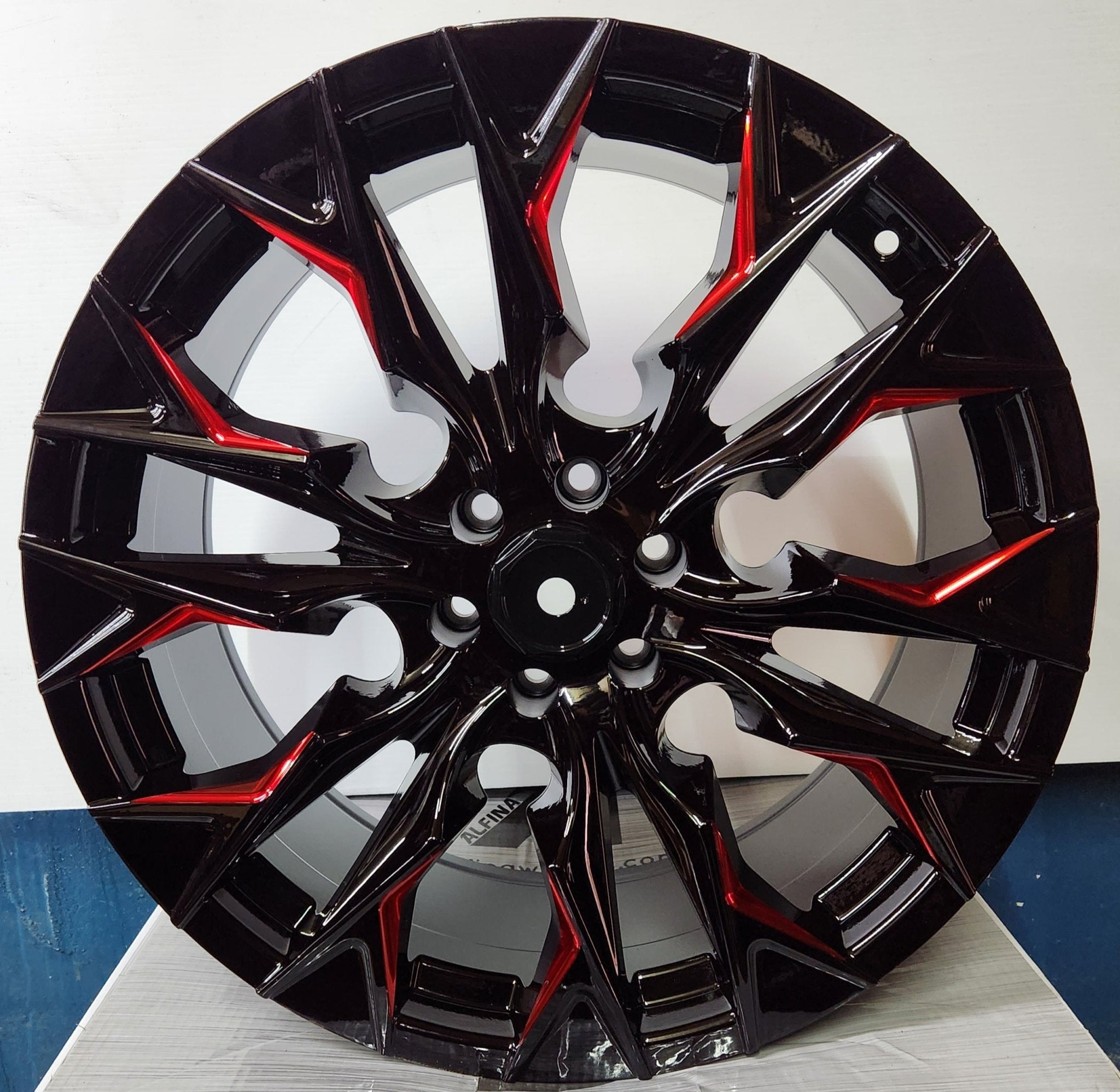 OF - 14 20X9 6X120 PIANO BLACK W RED MILLED - Gun Hill Tire House (WTW - WHOLESALE TIRES & WHEELS)