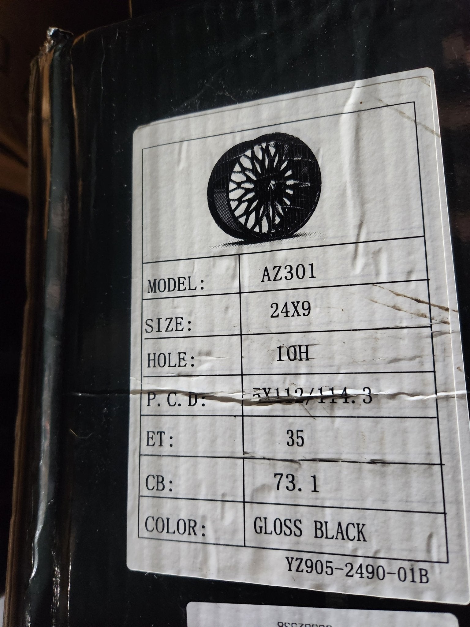 AZAD AZ301 24X9.5 5x112 - 5x114.3 GLOSS BLACK - Gun Hill Tire House (WTW - WHOLESALE TIRES & WHEELS)