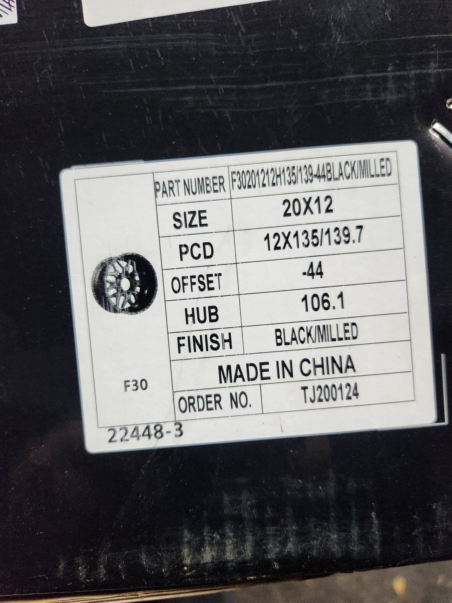 FORCE F30 20X12 6X135 6X139.7 BLACK MILLED - Gun Hill Tire House (WTW - WHOLESALE TIRES & WHEELS)