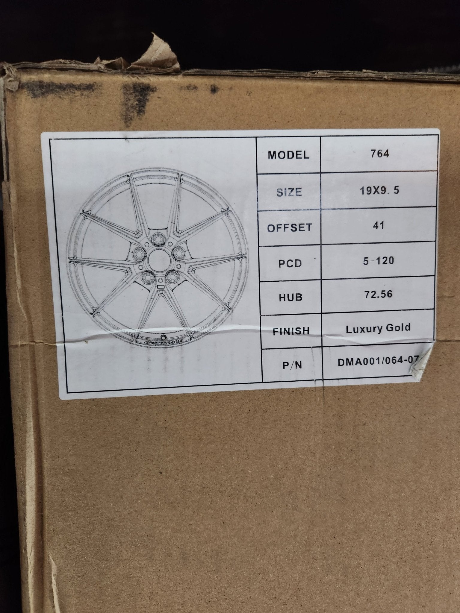 764 WHEELS 19X9.5 5X120 LUXURY GOLD - Gun Hill Tire House (WTW - WHOLESALE TIRES & WHEELS)