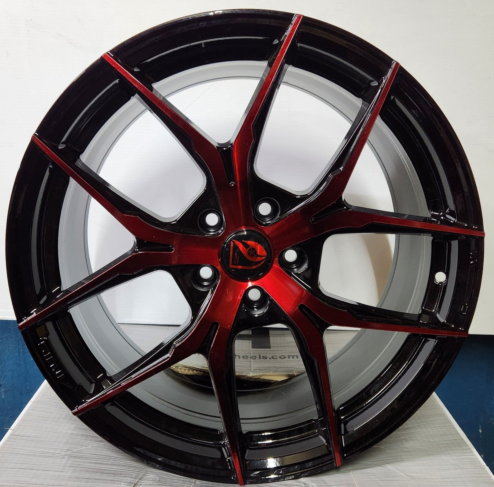 AF02 19X8.5 5X114.3 BLACK MACHINE RED - Gun Hill Tire House (WTW - WHOLESALE TIRES & WHEELS)