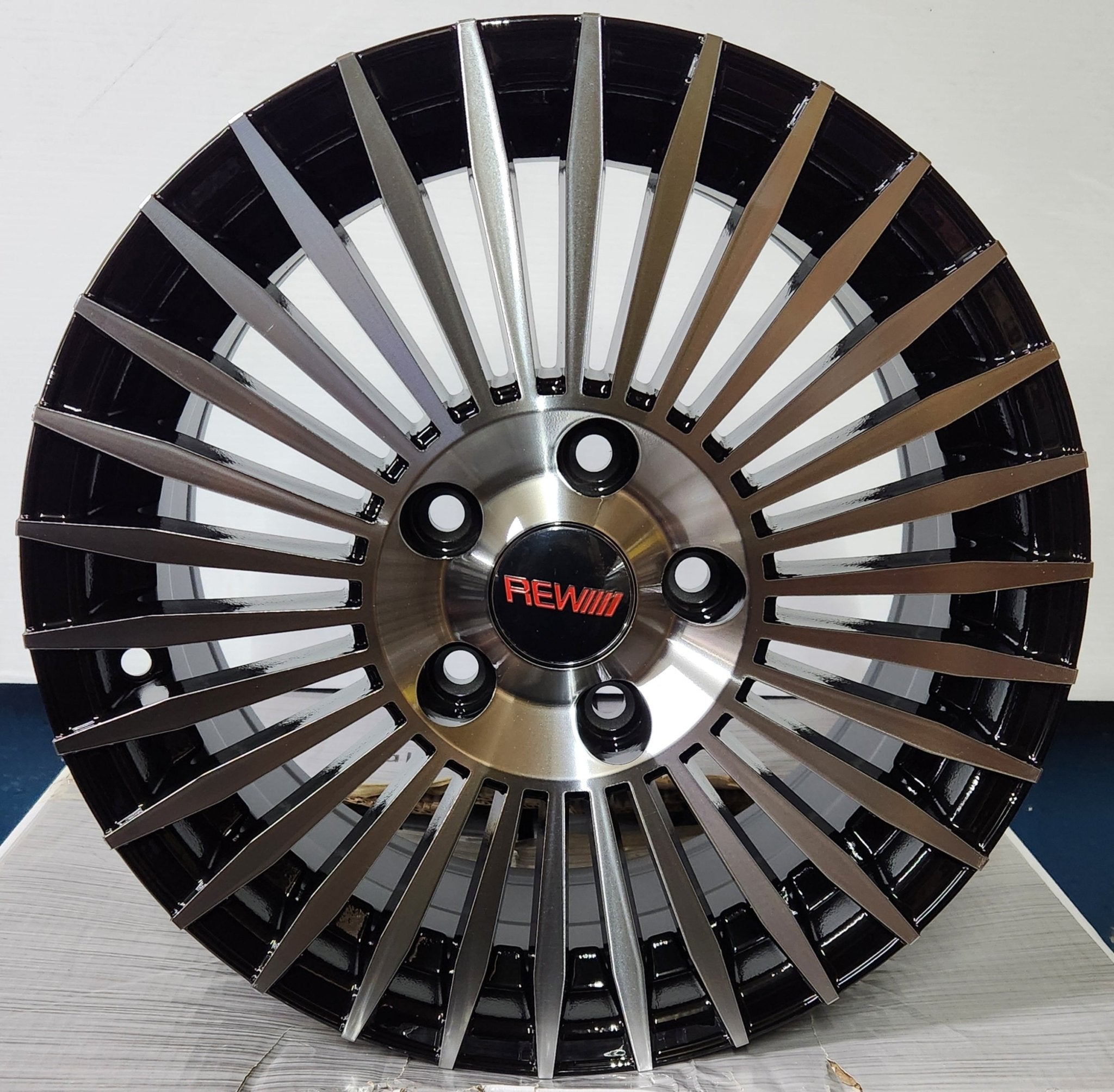 REW016 - 5 15x6.5 5x114.3 GLOSS BLACK MACHINED FACE - Gun Hill Tire House (WTW - WHOLESALE TIRES & WHEELS)