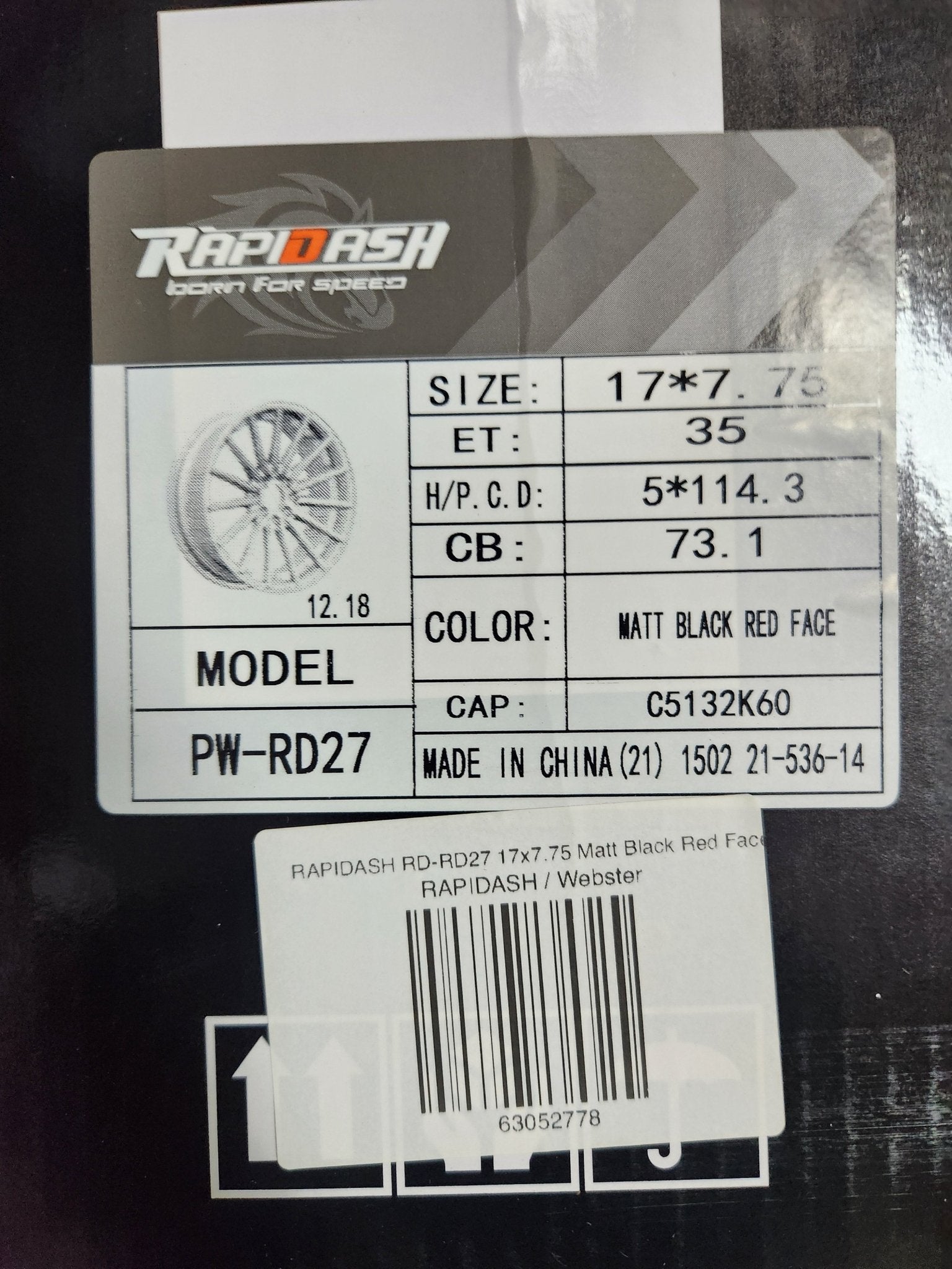 PW - RD27 17X7 5X114.3 MATT BLACK RED FACE - Gun Hill Tire House (WTW - WHOLESALE TIRES & WHEELS)