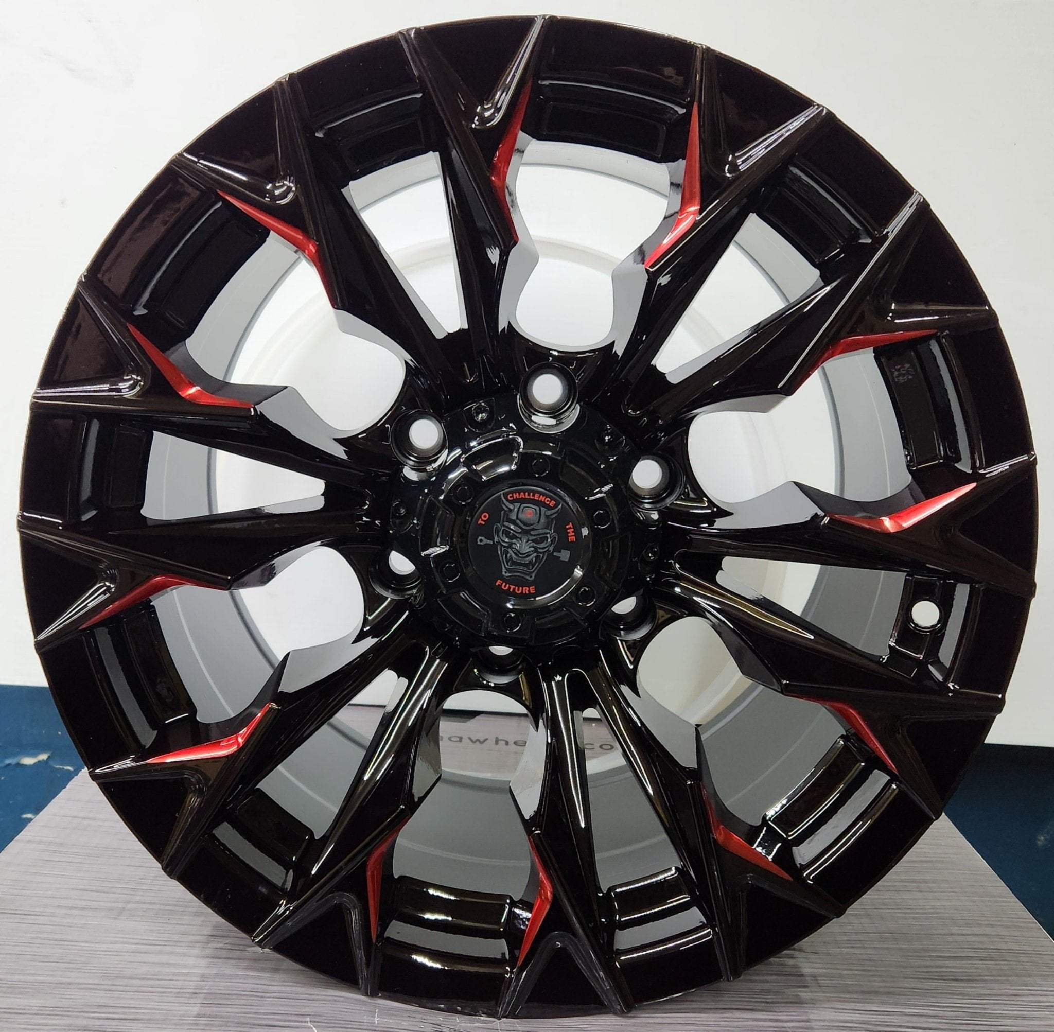 SHOGUN - JT2276 16x8.5 6x139.7 GLOSS BLACK WITH RED MILLED - Gun Hill Tire House (WTW - WHOLESALE TIRES & WHEELS)