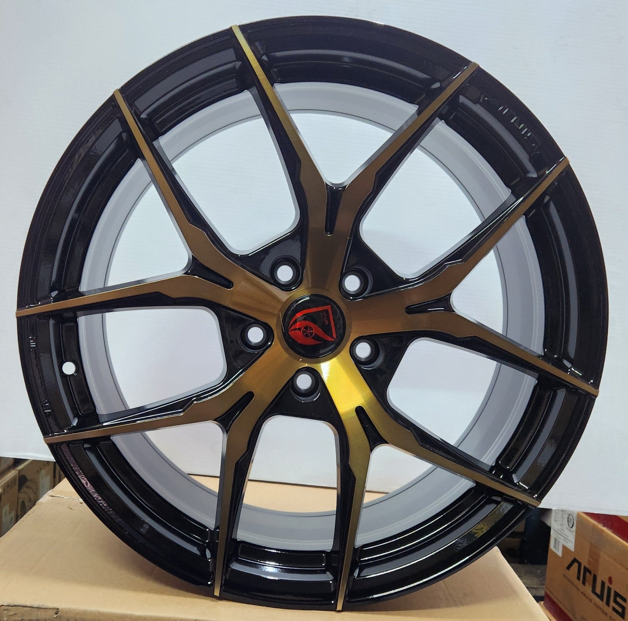 AF02 19x8.5 5x4.5 PIANO BLACK W BRONZE FACE - Gun Hill Tire House (WTW - WHOLESALE TIRES & WHEELS)