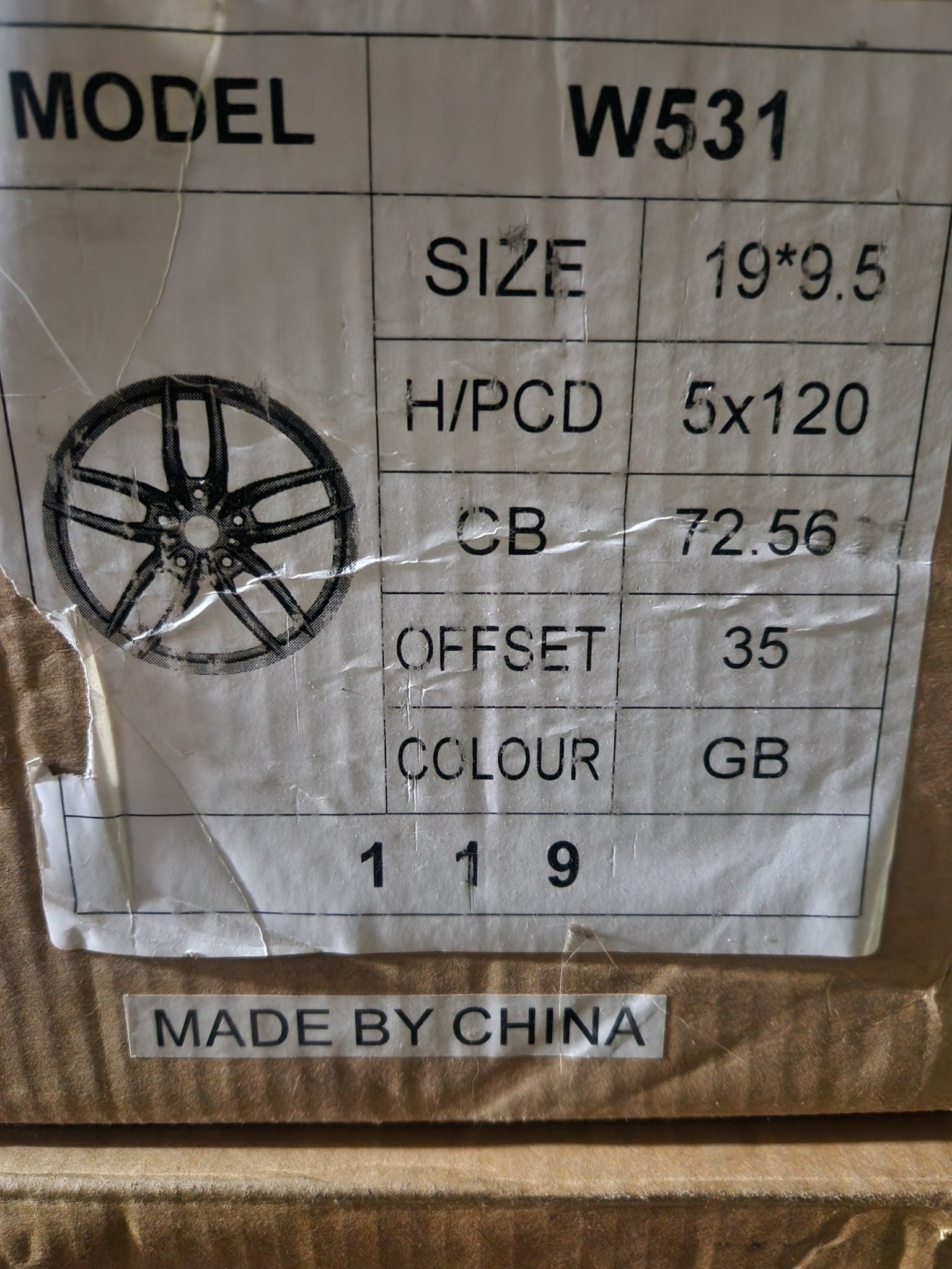 W531 19X9.5 5X120 GLOSS BLACK - Gun Hill Tire House (WTW - WHOLESALE TIRES & WHEELS)