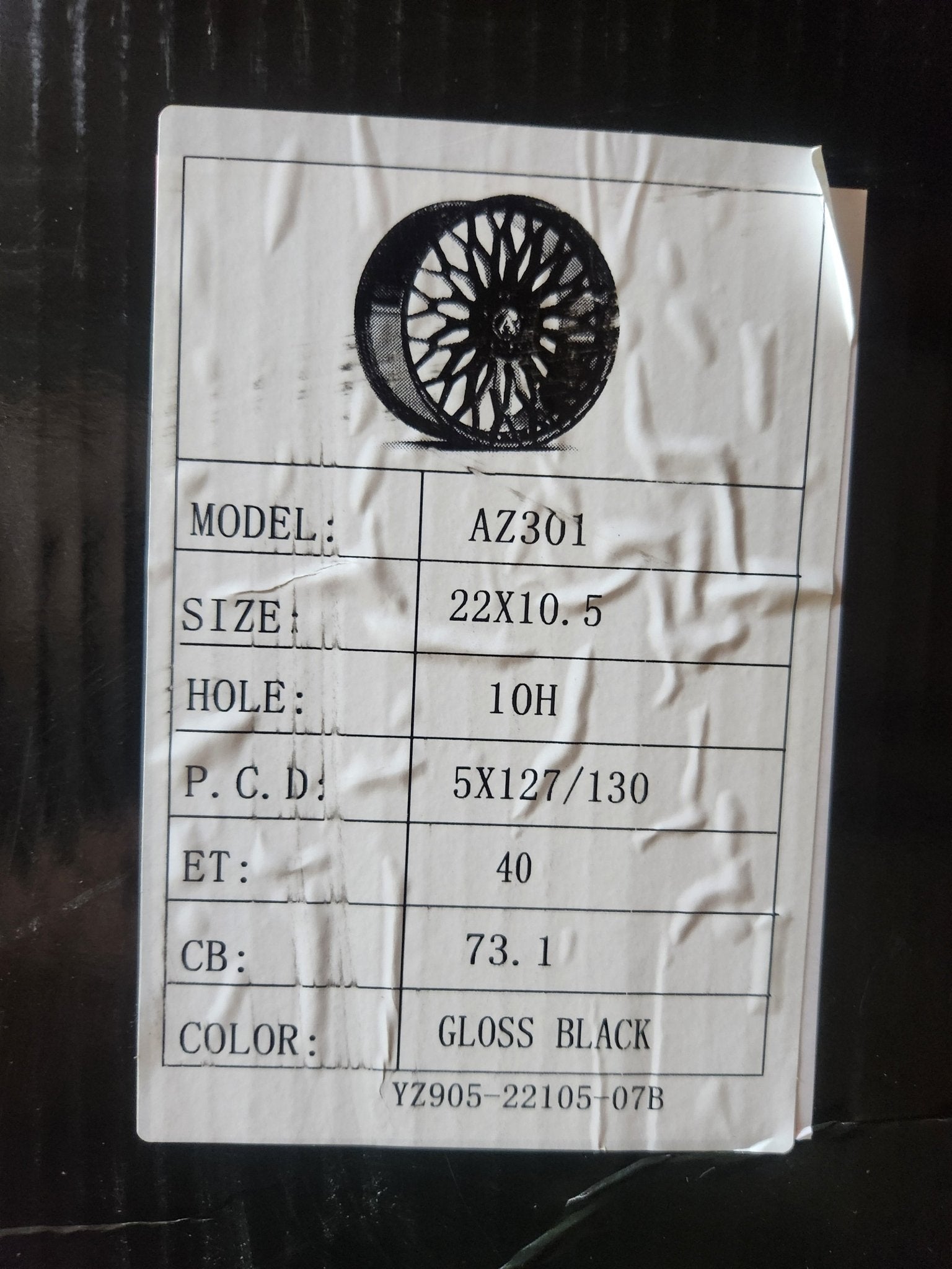 AZAD 301 22X10.5 5X127 5X130 GLOSS BLACK - Gun Hill Tire House (WTW - WHOLESALE TIRES & WHEELS)