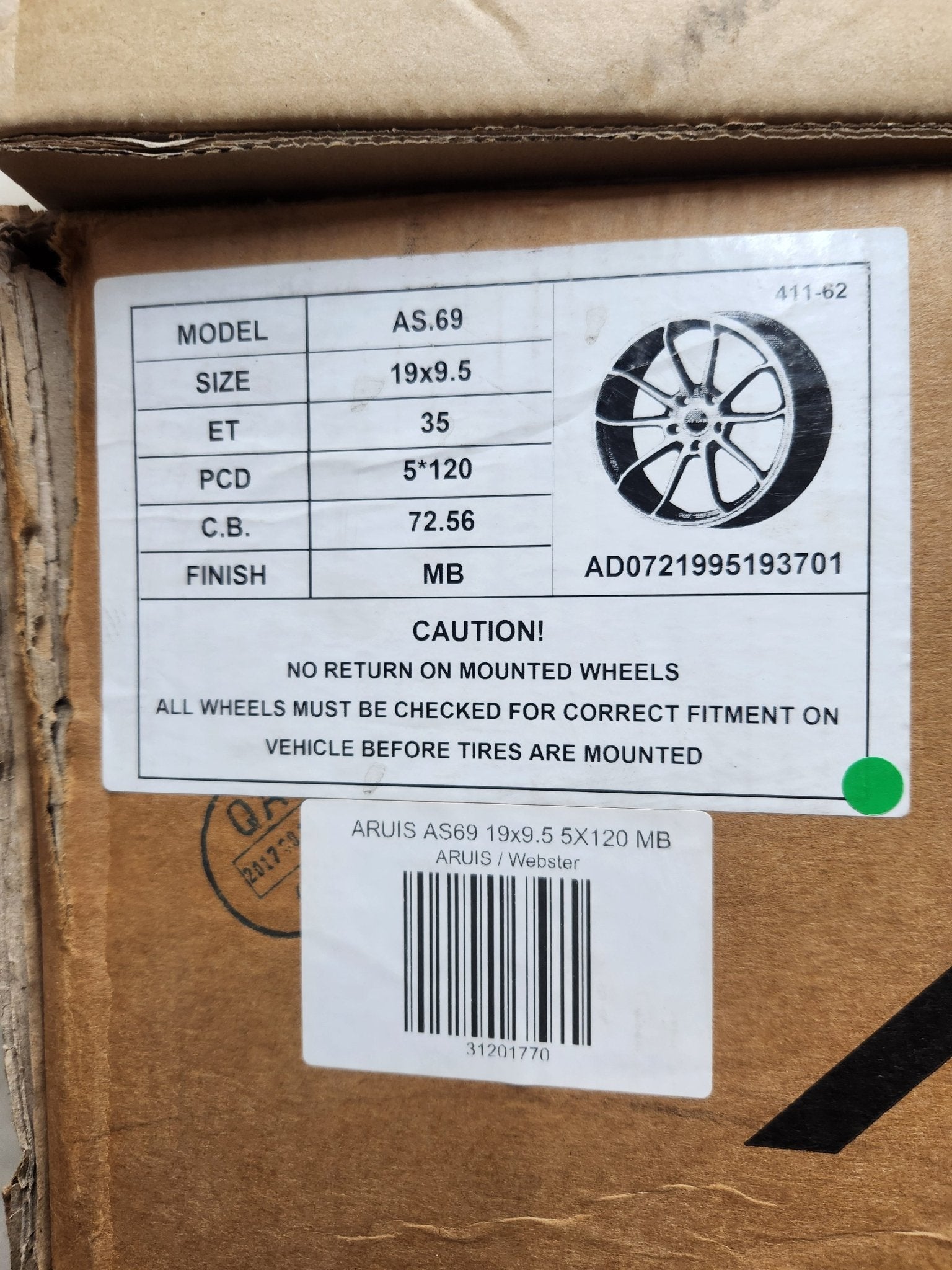 ARUIS AS69 19x9.5 5x120 MB - Gun Hill Tire House (WTW - WHOLESALE TIRES & WHEELS)