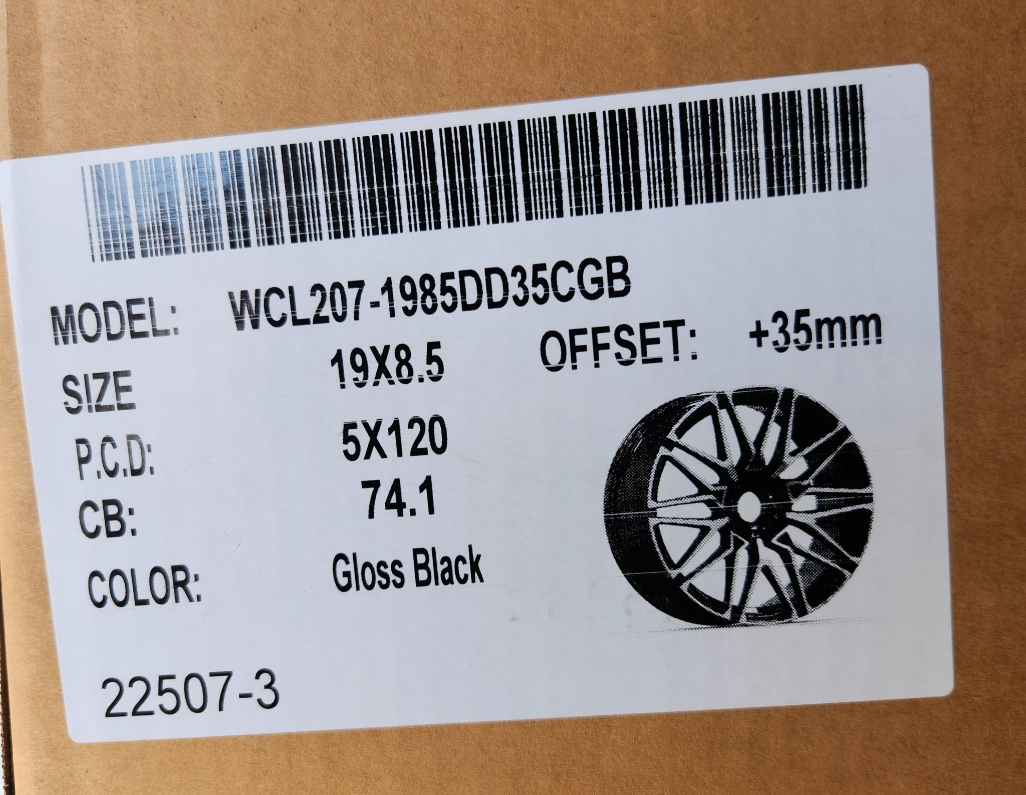 WCL207 818M 19X8.5 5X120 GLOSS BLACK - Gun Hill Tire House (WTW - WHOLESALE TIRES & WHEELS)