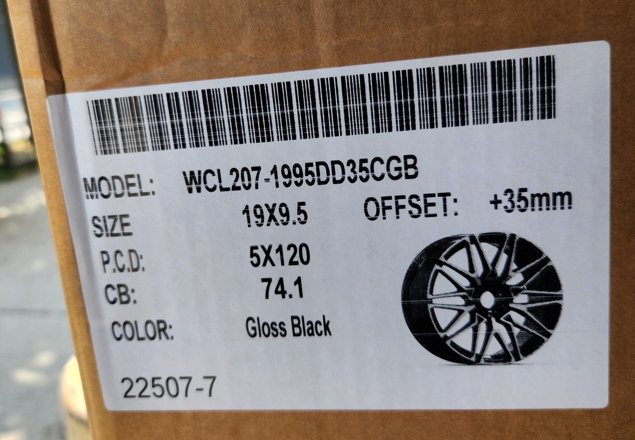 WCL207 818M 19X9.5 5X120 GLOSS BLACK - Gun Hill Tire House (WTW - WHOLESALE TIRES & WHEELS)