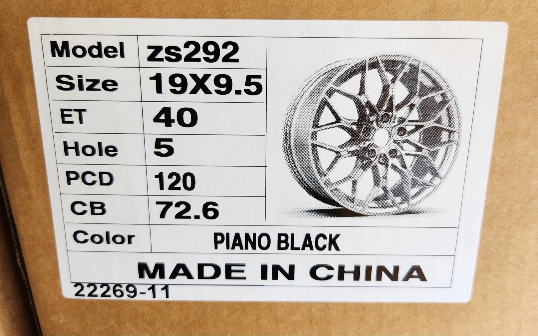 ZS292 OE - 0292 1000M STYLE 19x9.5 5x120 GLOSS BLACK - Gun Hill Tire House (WTW - WHOLESALE TIRES & WHEELS)