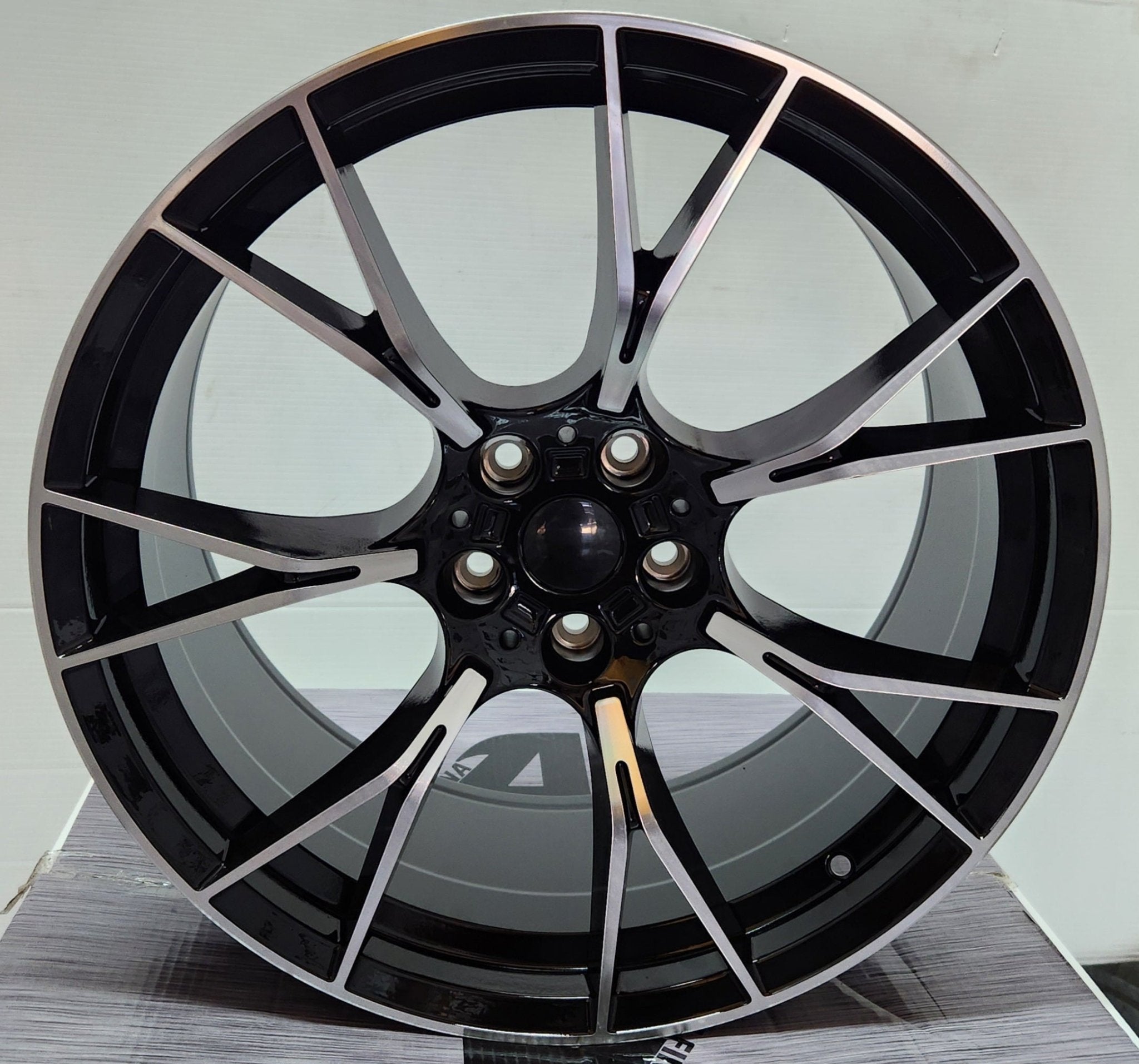 B001 20X8.5 5X112 BLACK MACHINE FACE - Gun Hill Tire House (WTW - WHOLESALE TIRES & WHEELS)