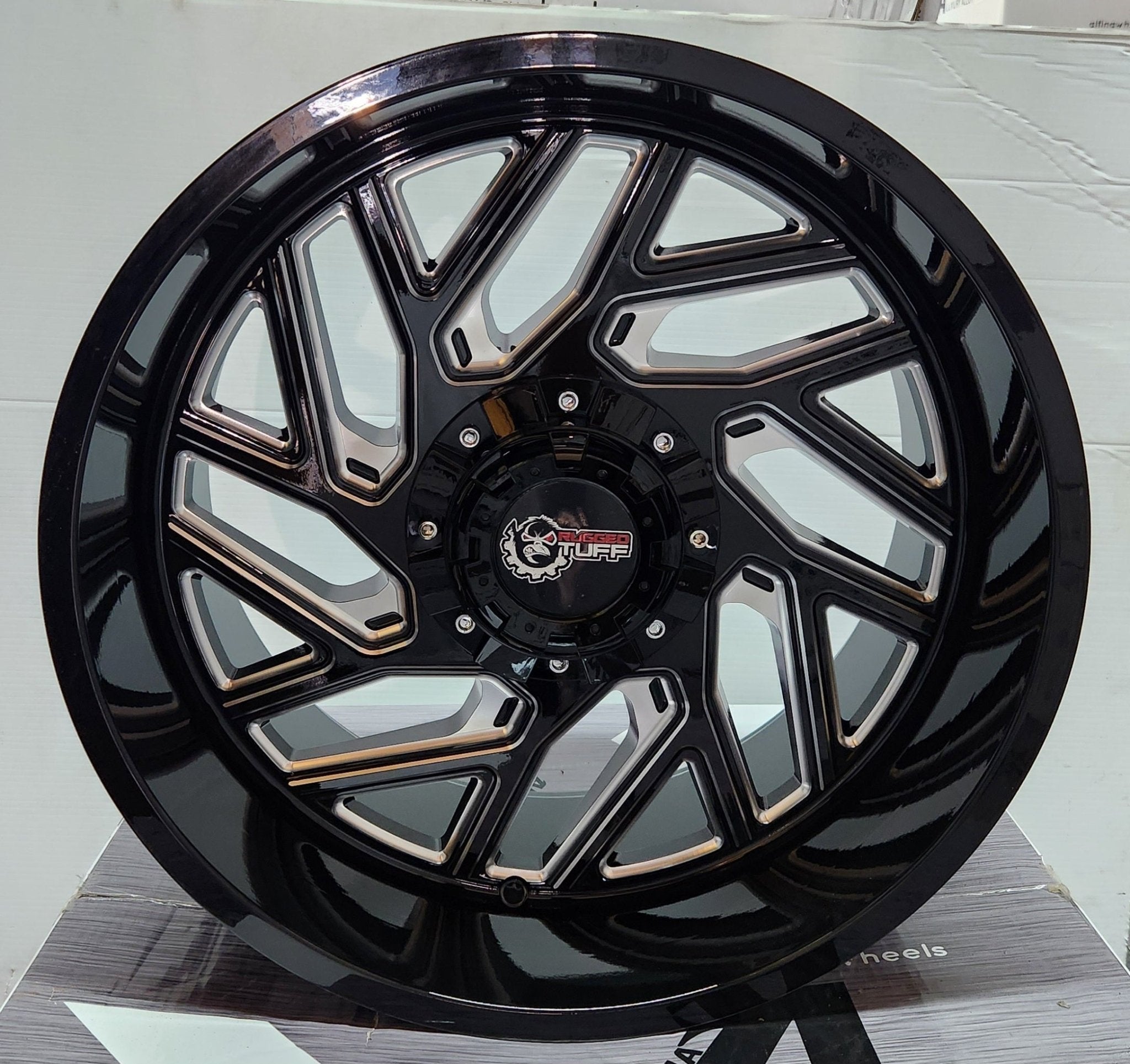RUGGED TUFF RT828 20x10 5x139.7 5x150 GLOSS BLACK W/MACHINED FACE - Gun Hill Tire House (WTW - WHOLESALE TIRES & WHEELS)