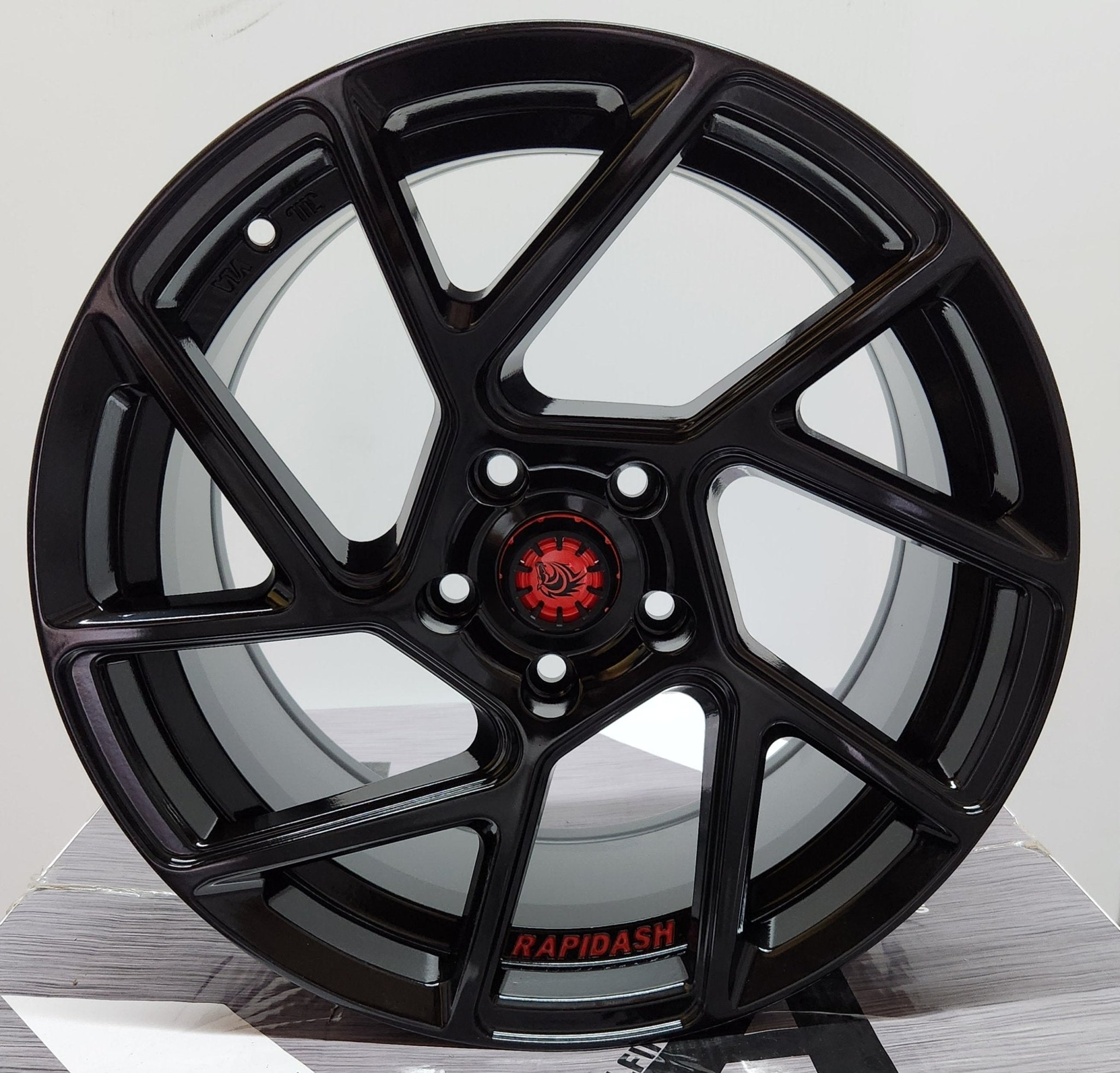 RAPIDASH RD - V9 17X8.0 5X112 GLOSS BLACK WITH RED LETTERING - Gun Hill Tire House (WTW - WHOLESALE TIRES & WHEELS)