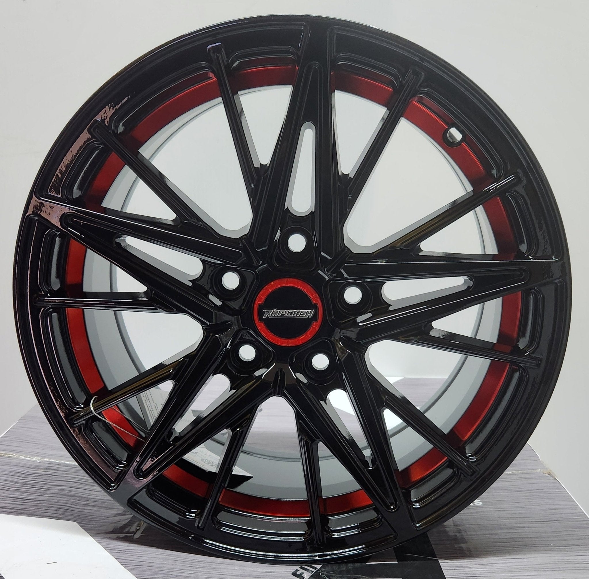 RAPIDASH RD - M105 16X7.0 5X114.3 PIANO BLACK RED UNDER CUT - Gun Hill Tire House (WTW - WHOLESALE TIRES & WHEELS)