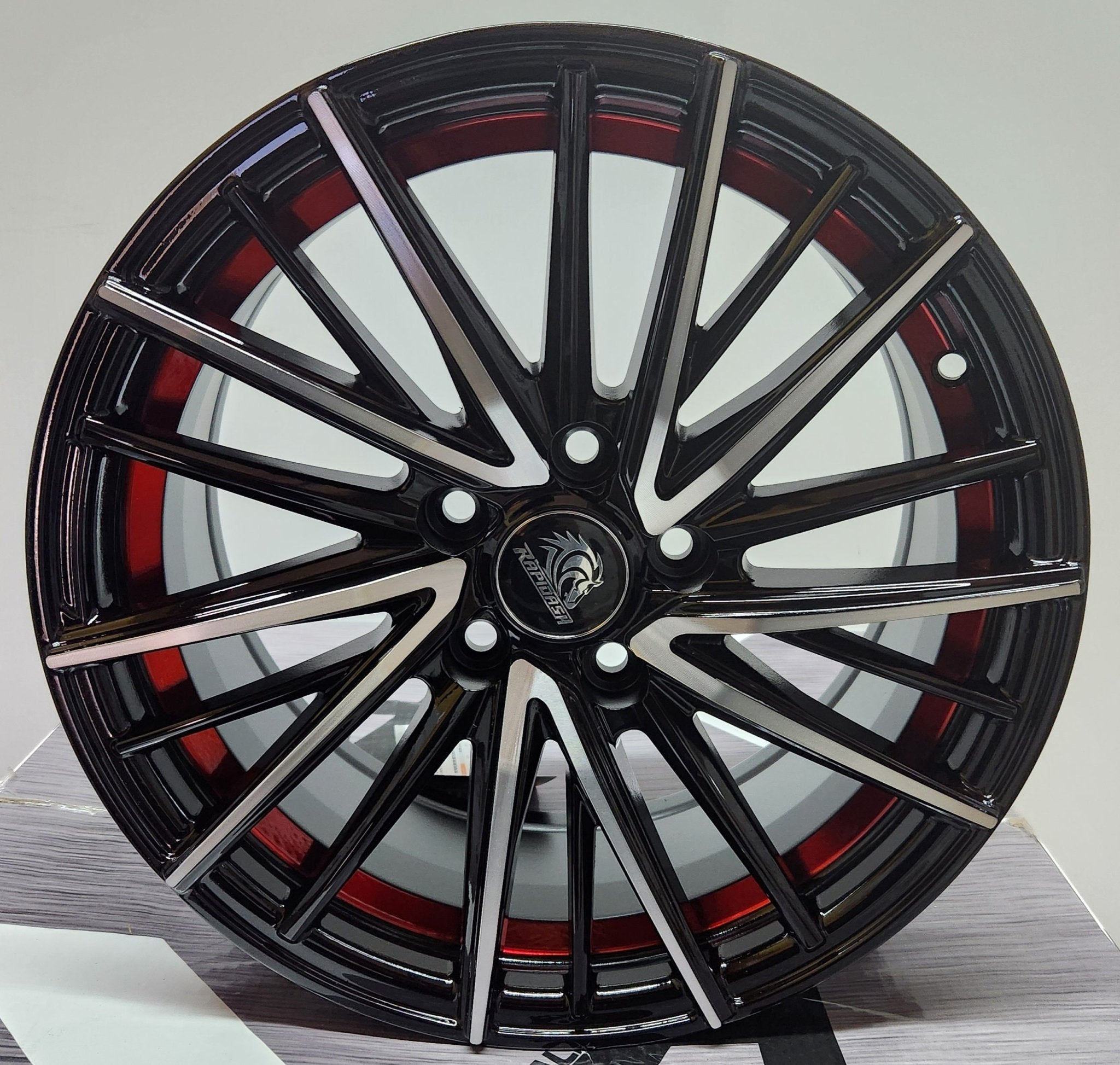 RAPIDASH RD - S9 16x7.0 5x108 GLOSS BLACK MACHINE FACE WITH RED UNDER CUT - Gun Hill Tire House (WTW - WHOLESALE TIRES & WHEELS)
