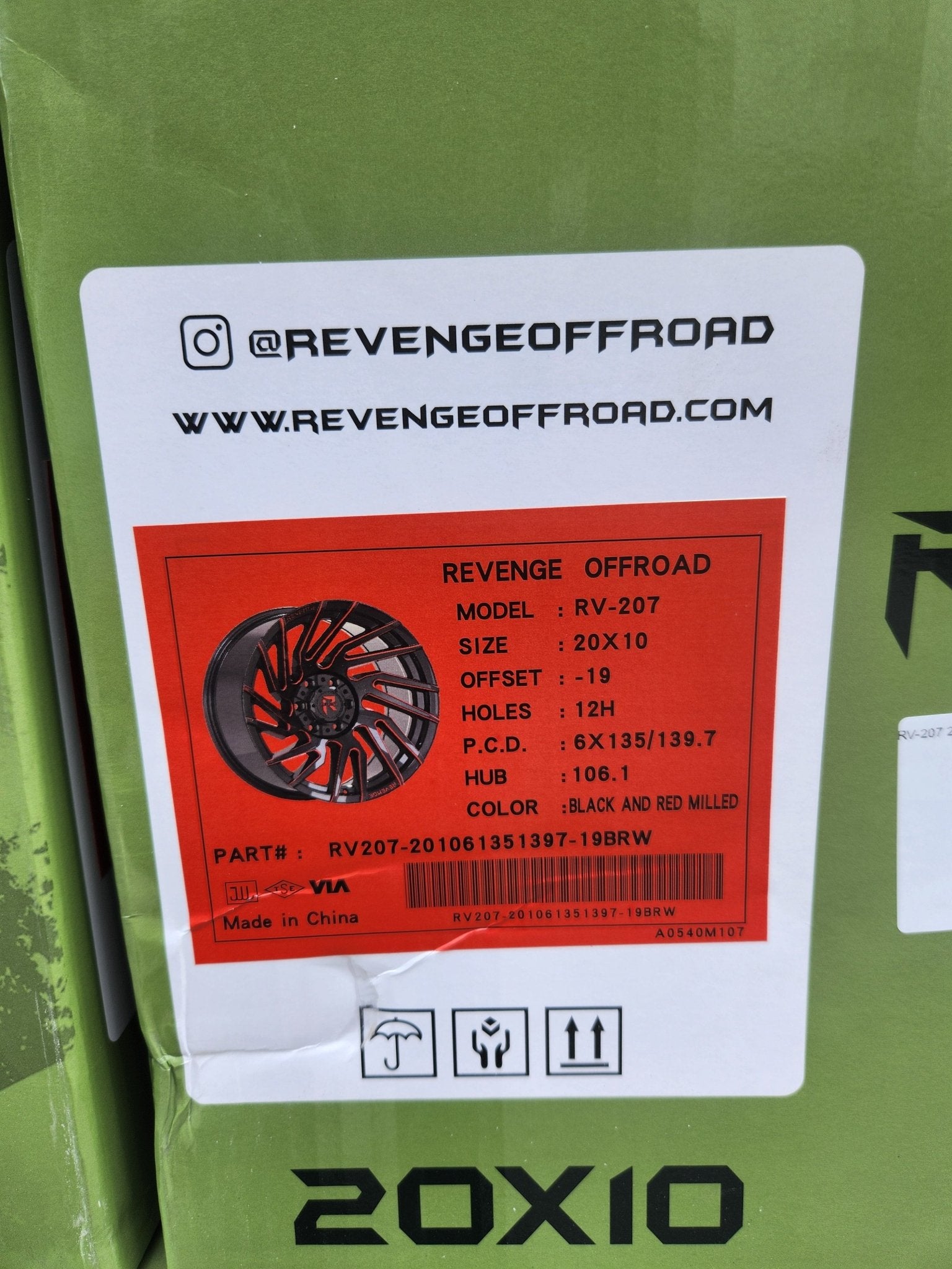 REVENGE RV - 207 20x10 6x135 / 6x139.7 BLACK AND RED MILLED - Gun Hill Tire House (WTW - WHOLESALE TIRES & WHEELS)