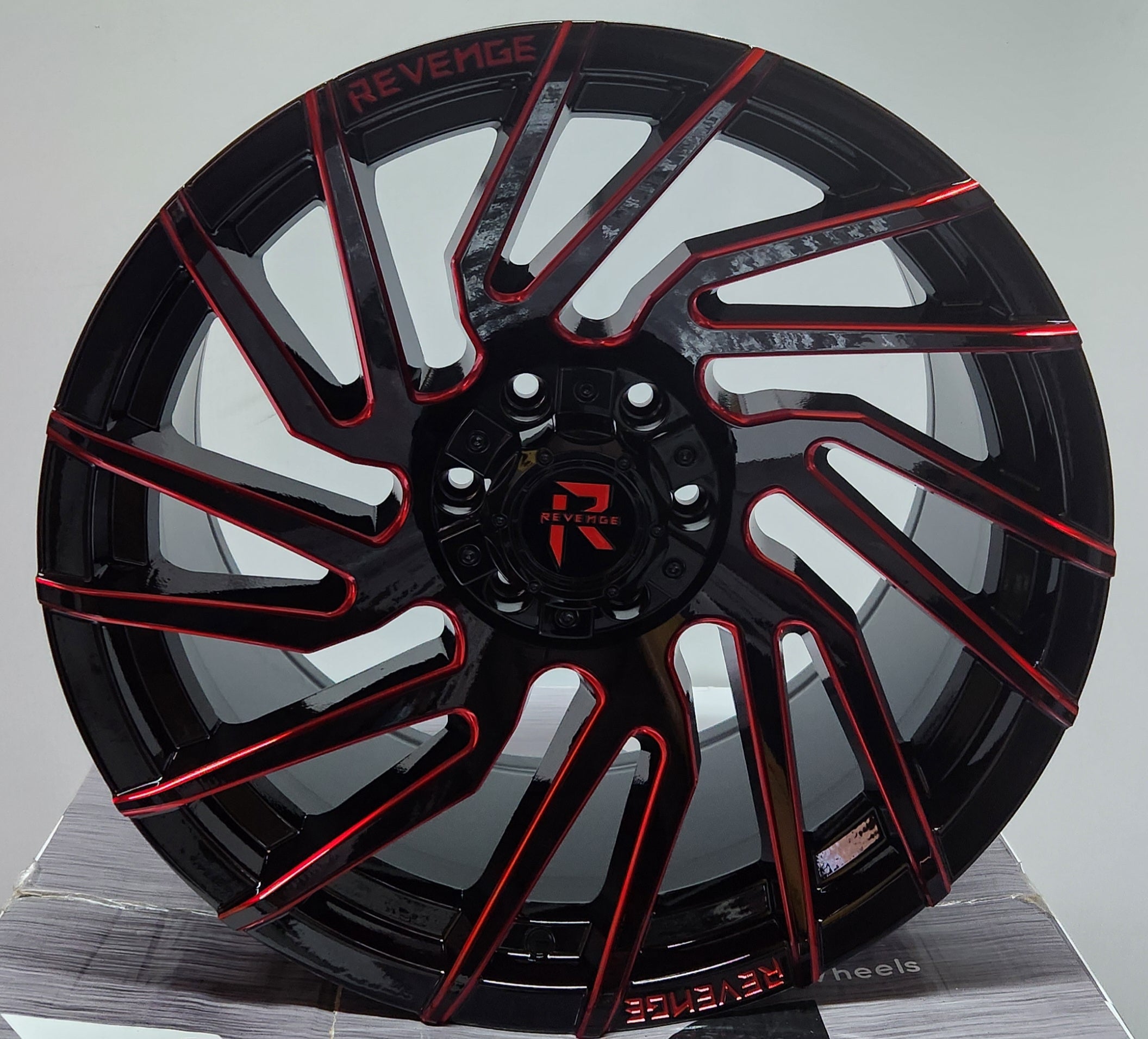 REVENGE RV - 207 20x10 6x135 / 6x139.7 BLACK AND RED MILLED - Gun Hill Tire House (WTW - WHOLESALE TIRES & WHEELS)