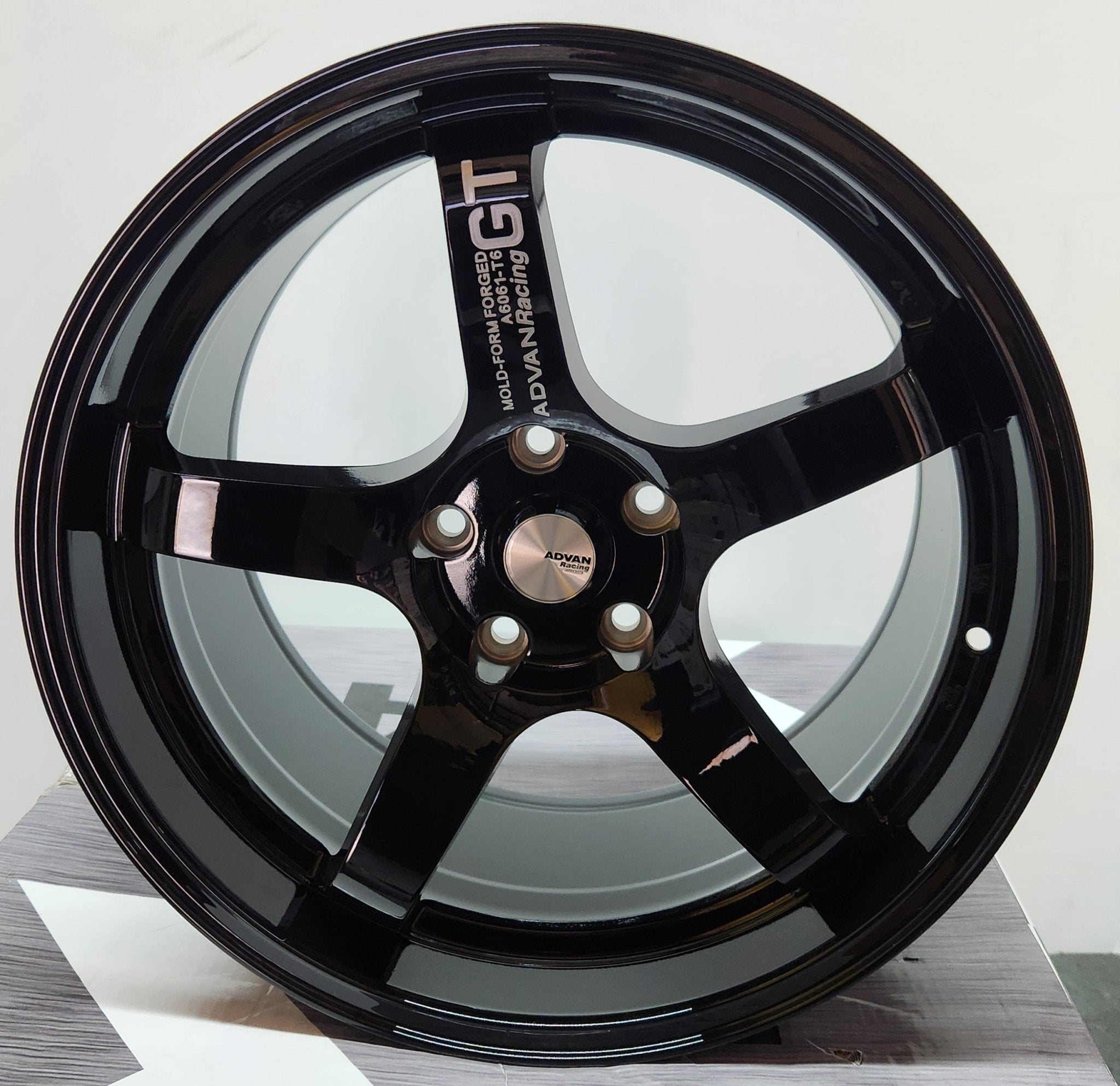 OE - 22455 ADVAN - GT REP 18X9.5 5X114.3 PIANO BLACK MILLED LETTERING - Gun Hill Tire House (WTW - WHOLESALE TIRES & WHEELS)