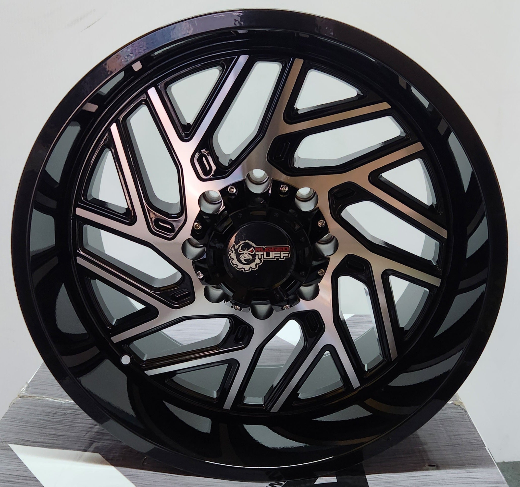RUGGED TUFF RT828 20X10 8X165 BLACK W/MACHINED FACE - Gun Hill Tire House (WTW - WHOLESALE TIRES & WHEELS)