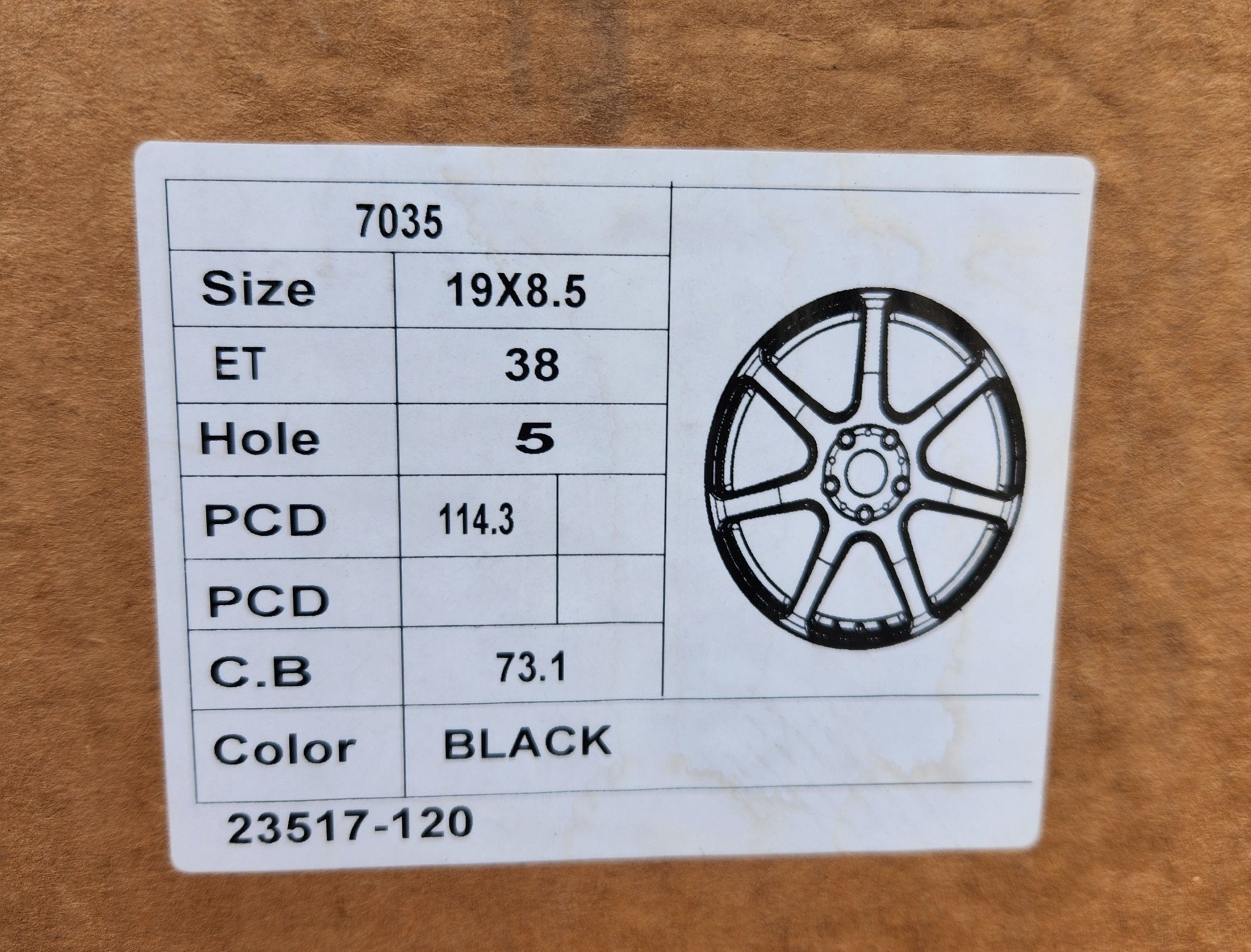 OE - EMOTION 7035 19X8.5 5X114.3 GLOSS BLACK - Gun Hill Tire House (WTW - WHOLESALE TIRES & WHEELS)