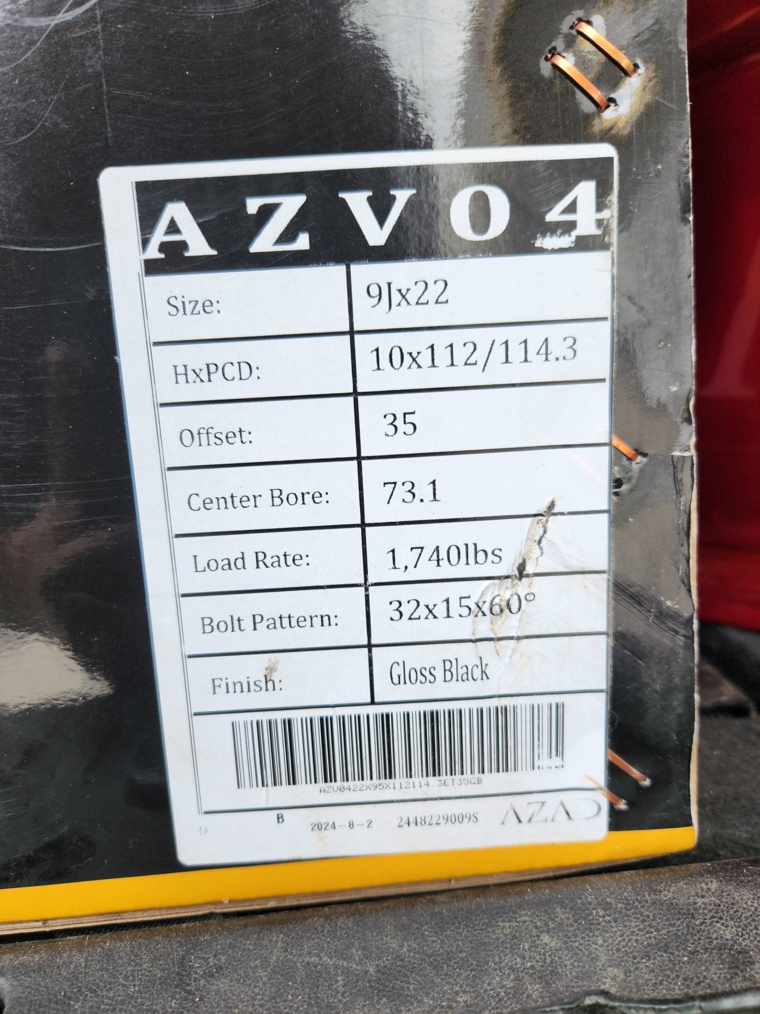 AZAD AZV04 22X9 5X112 5X114.3 GLOSS BLACK - Gun Hill Tire House (WTW - WHOLESALE TIRES & WHEELS)