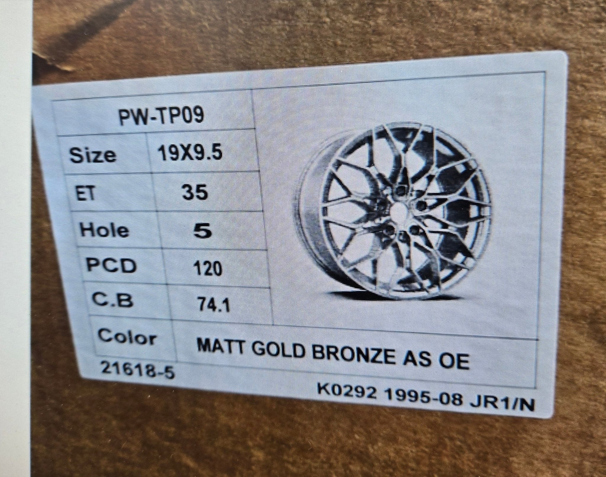 OE - 216185 19x9.5 5x120 MATTE BRONZE - Gun Hill Tire House (WTW - WHOLESALE TIRES & WHEELS)