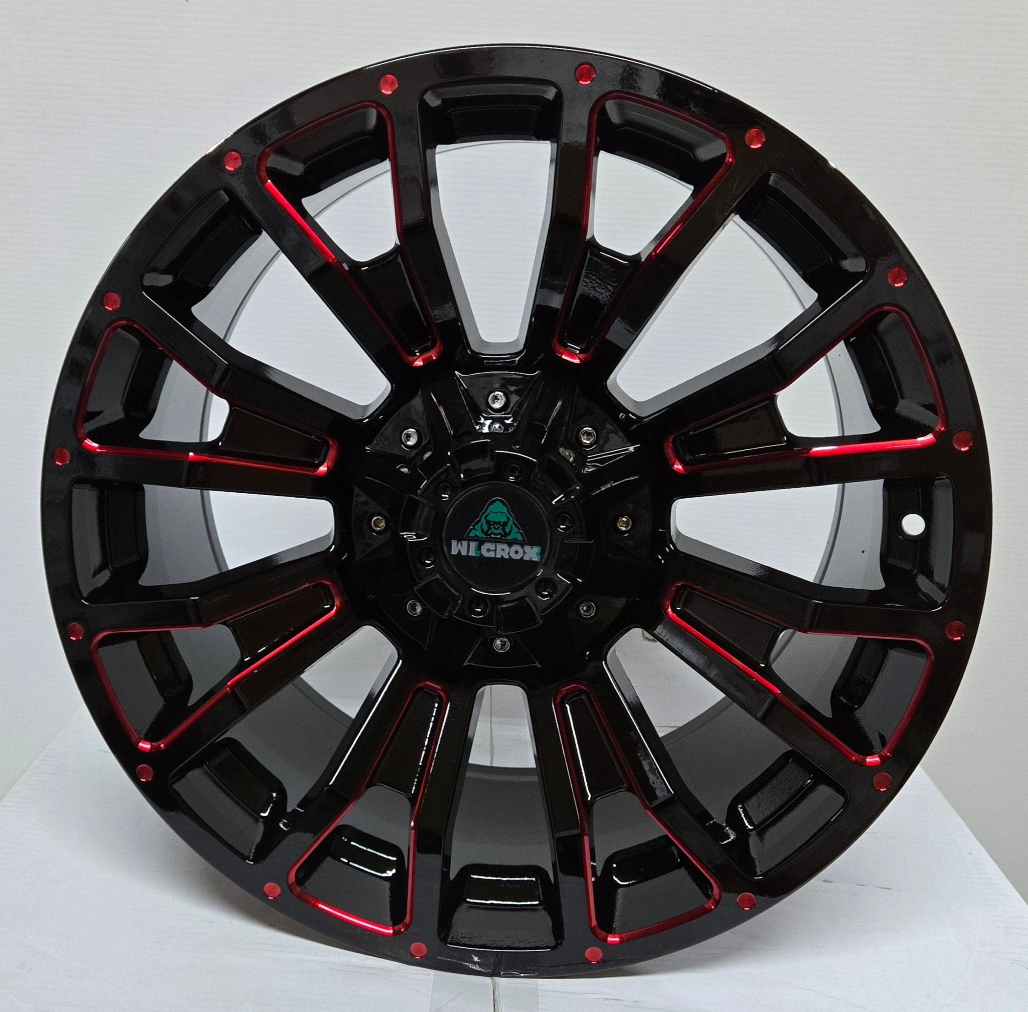 WILCROX X1030 OFF - ROAD 18x9.0 6x139.7 MATTE BLACK WITH RED MILLING SPOKES - Gun Hill Tire House (WTW - WHOLESALE TIRES & WHEELS)