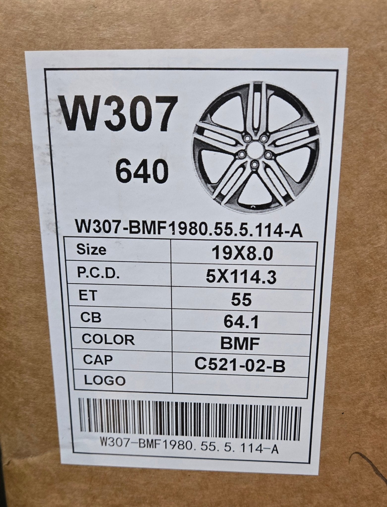 HD - W307 19x8 5x4.5 BLACK MACHINE FACE - Gun Hill Tire House (WTW - WHOLESALE TIRES & WHEELS)