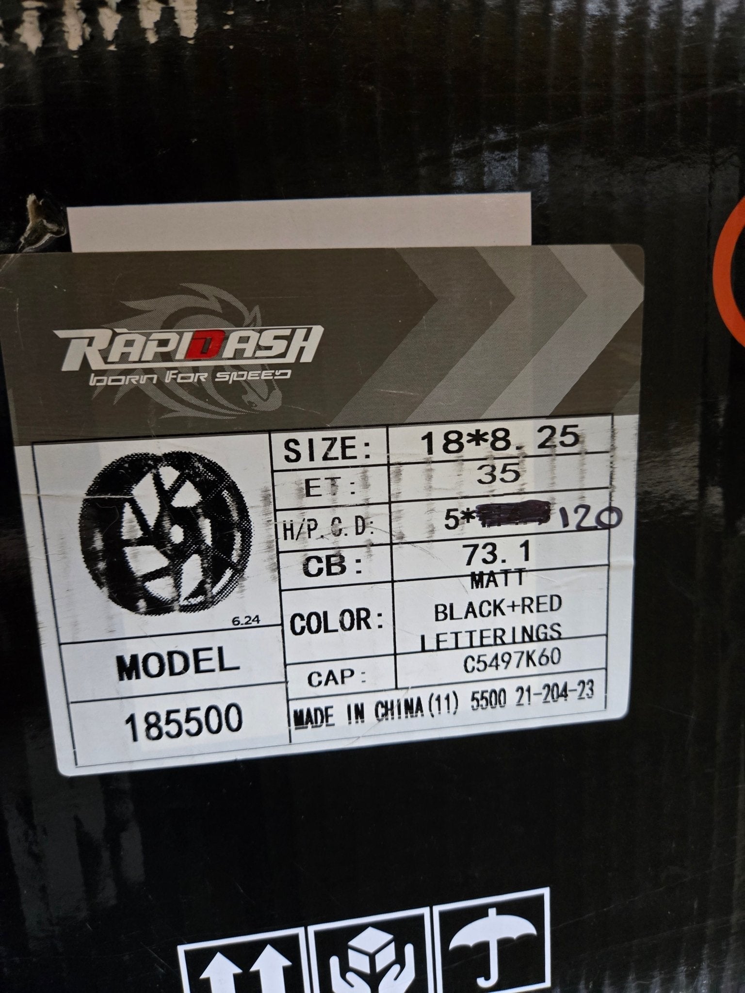 RAPIDASH 185500 18X8.25 5X120 MATT BLACK RED LETTERINGS - Gun Hill Tire House (WTW - WHOLESALE TIRES & WHEELS)