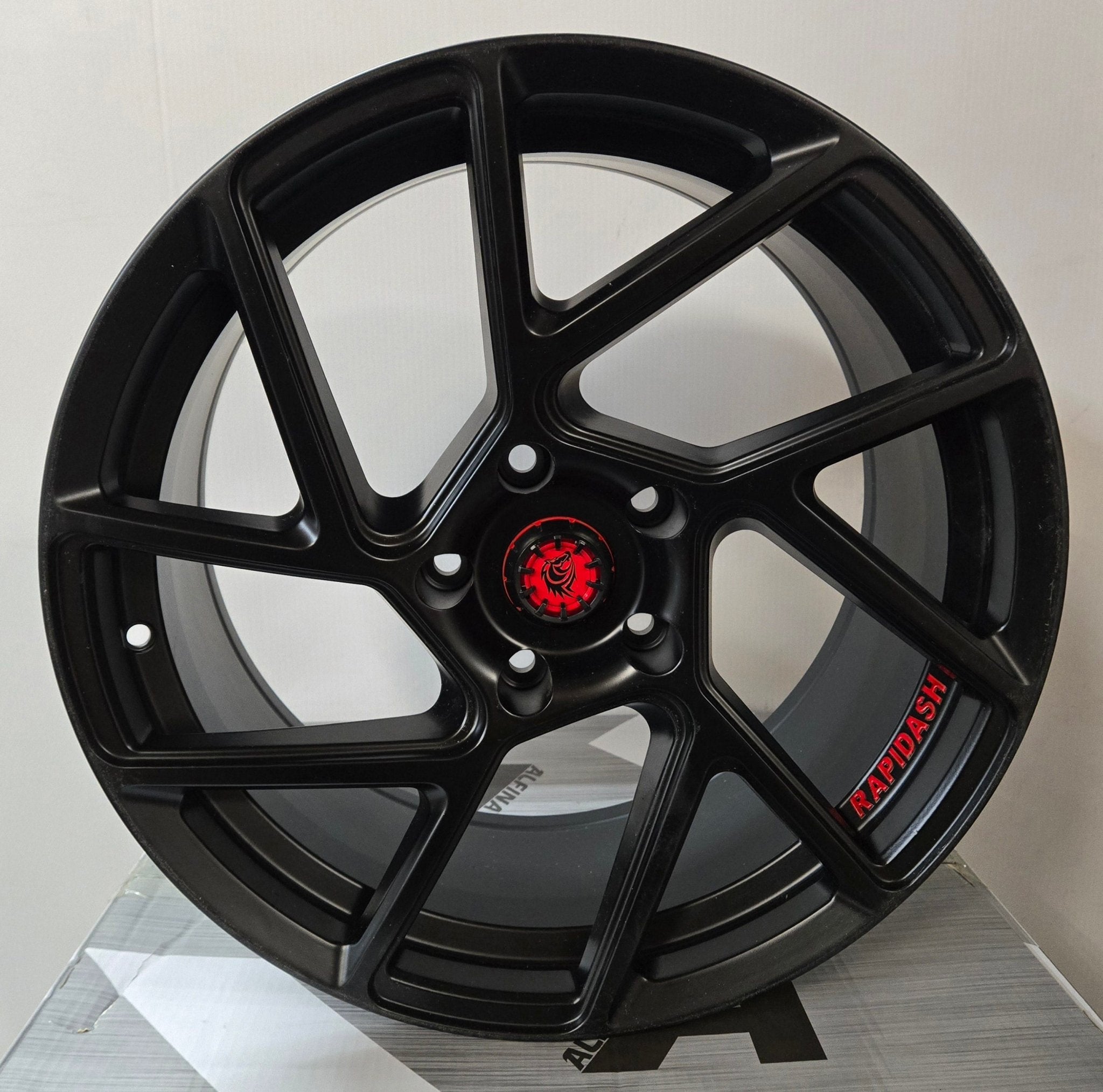 RAPIDASH 185500 18X8.25 5X120 MATT BLACK RED LETTERINGS - Gun Hill Tire House (WTW - WHOLESALE TIRES & WHEELS)