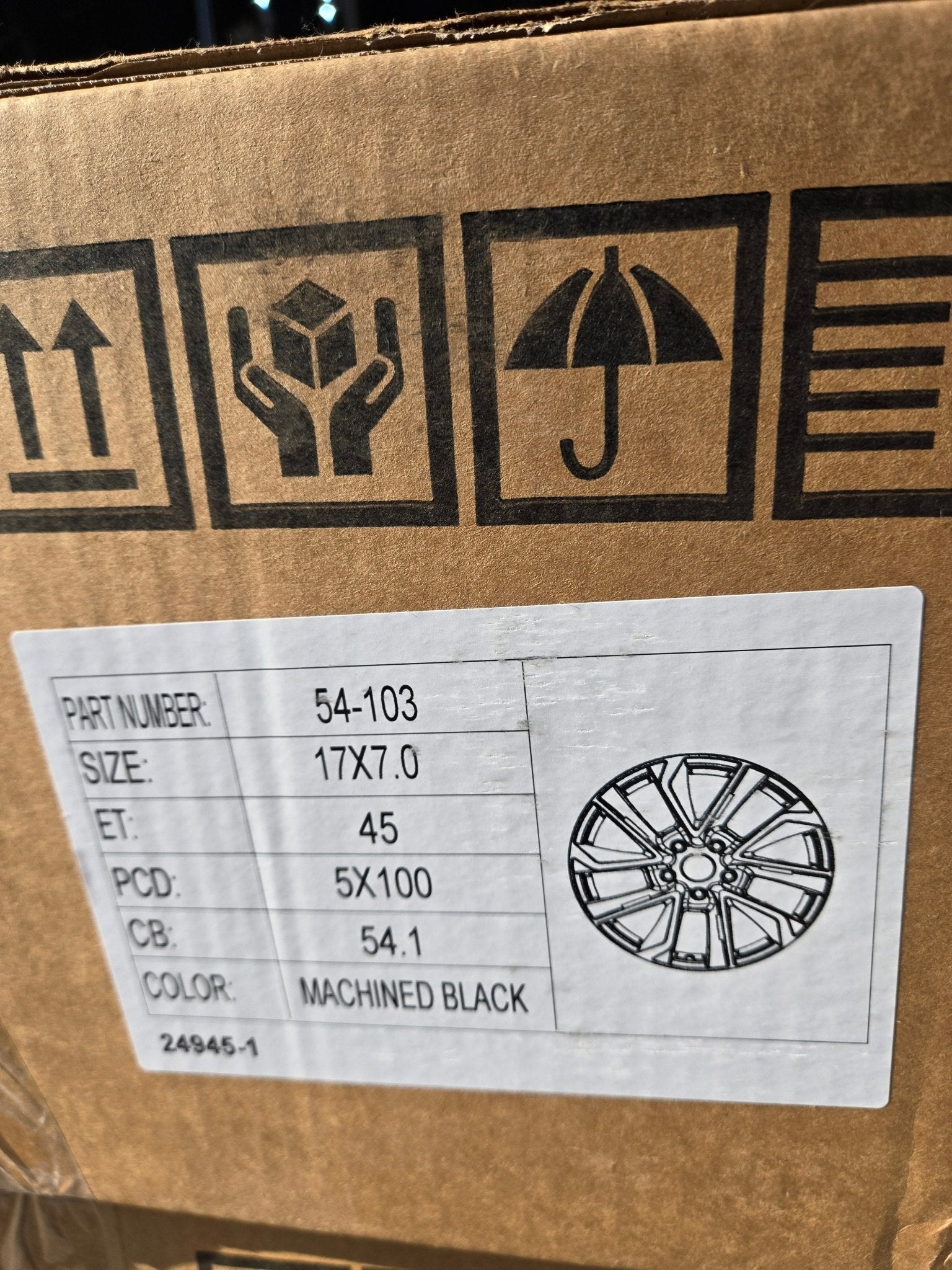 54 - 103 17X7.0 5X100 BLACK MACHINED - Gun Hill Tire House (WTW - WHOLESALE TIRES & WHEELS)